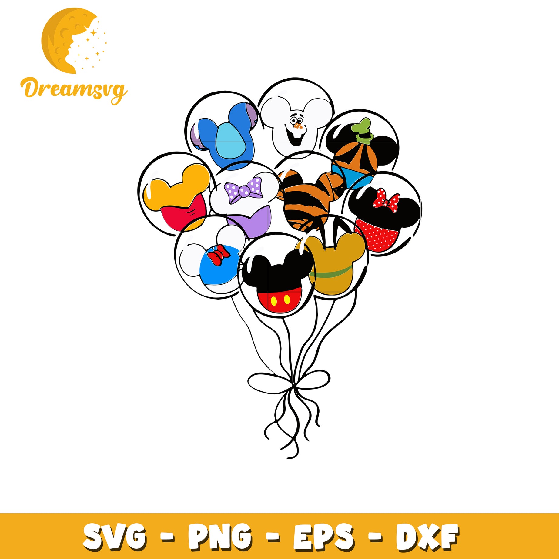 Disney characters balloons svg, disney movies svg, cute characters svg