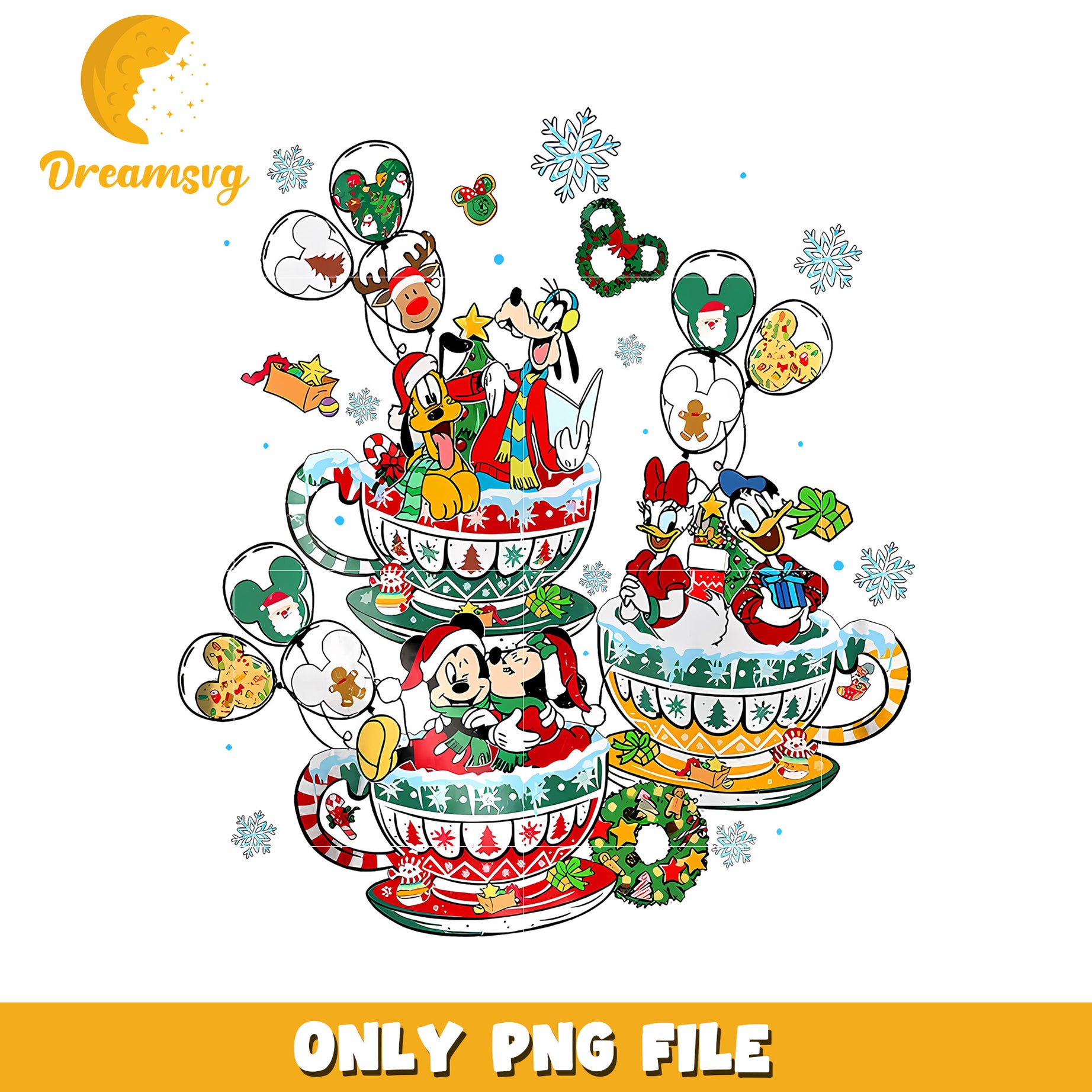 Disney characters in christmas png, disney movies png, christmas white png