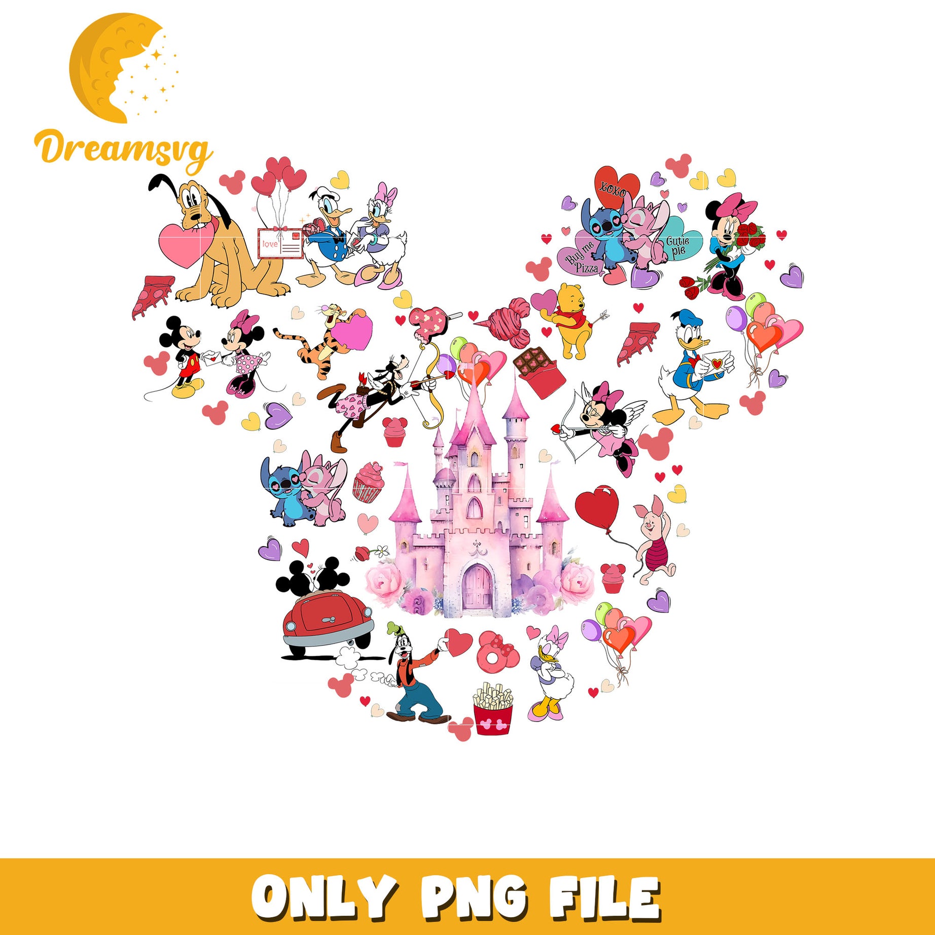 Disney characters valentine png, disney couple png, valentine png