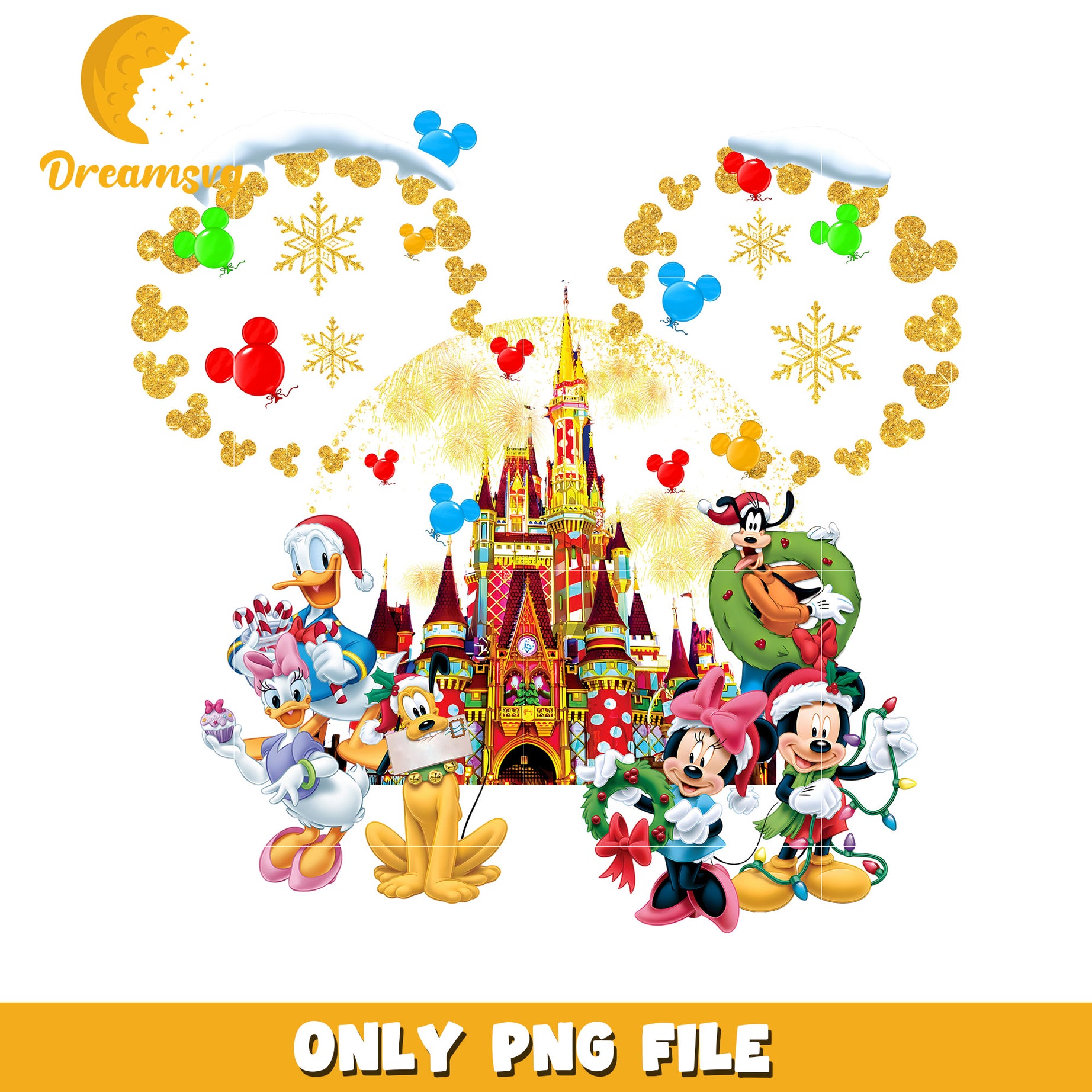 Disney christmas design png, disney cozy png, holiday glow png
