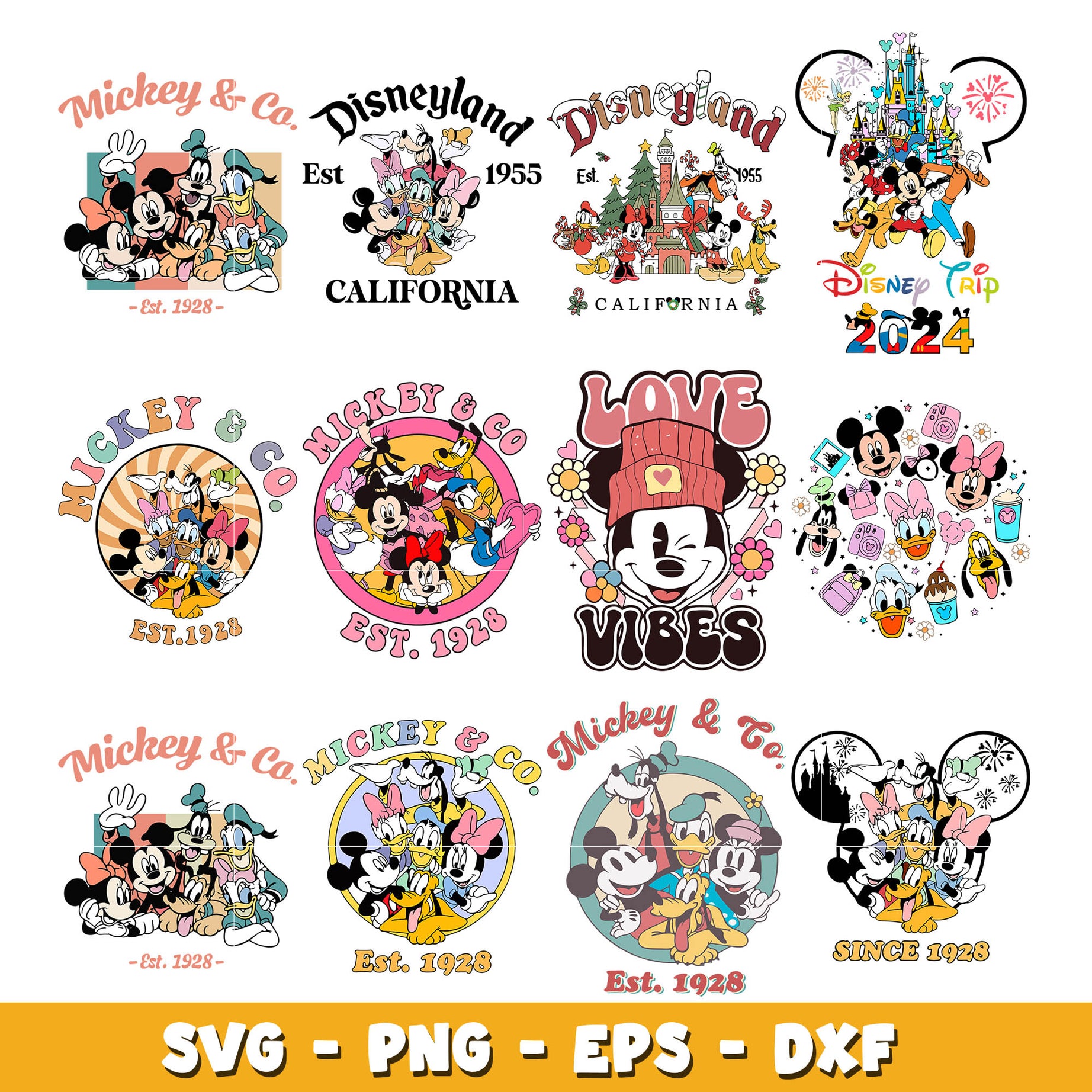 Mickey & Friends bundle svg, Disney cartoon svg, Digital download 