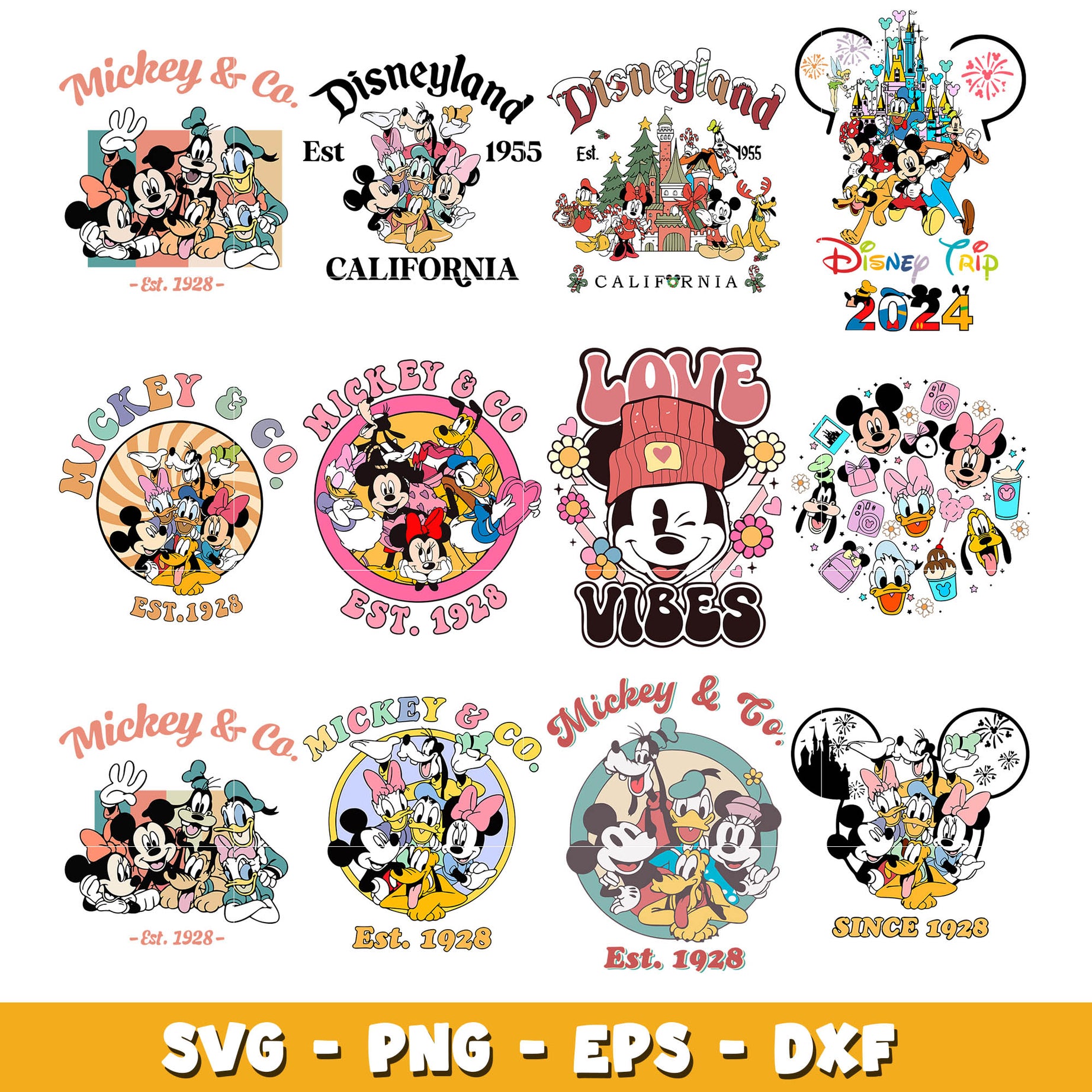 Mickey mouse disney love vibes svg bundle, Disney mickey svg, Disney svg