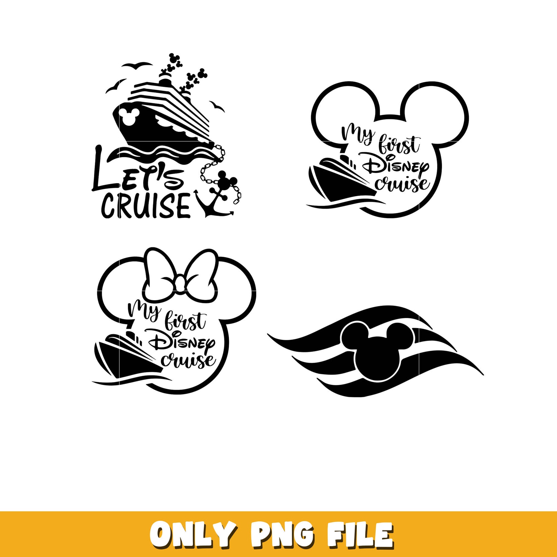 Disney Mickey mouse let's cruise png bundle, Disney cruise png, disney png