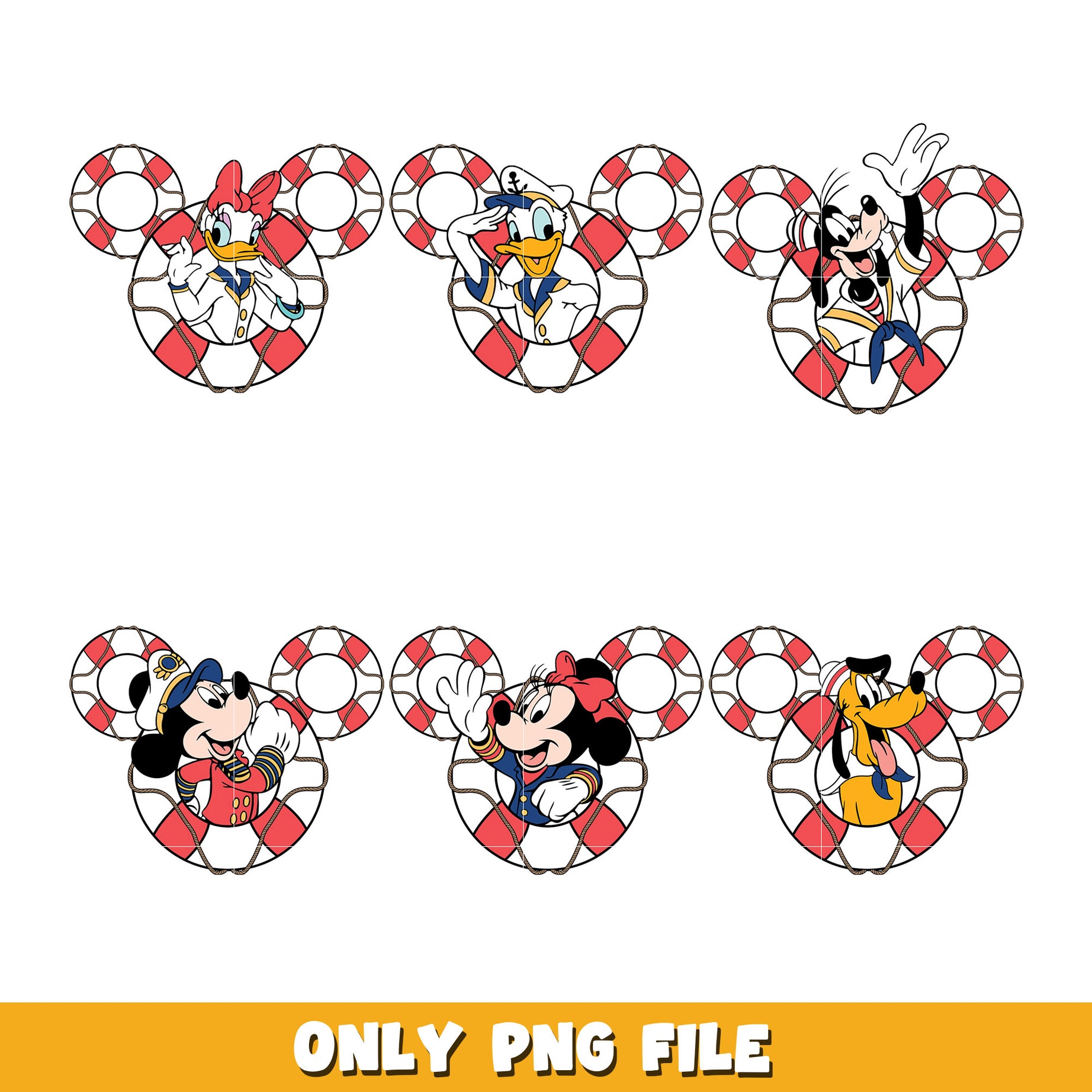 Mouse and friends with a lifebuoy bundle png, Disney cartoon png, Digital download 