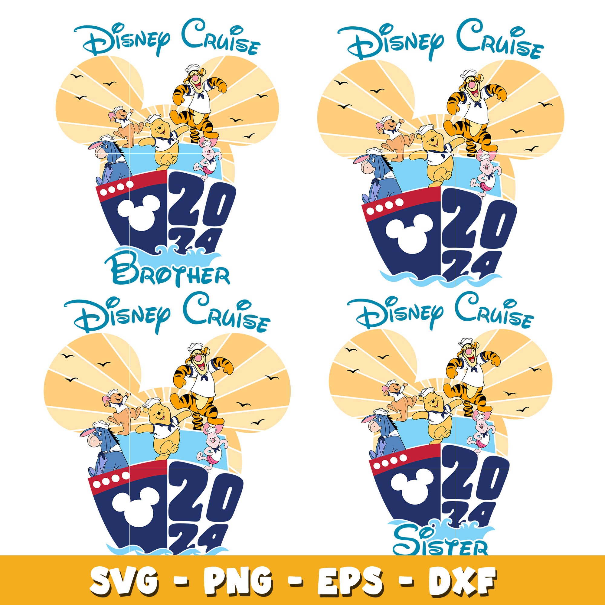 Pooh disney cruise 2024 and friends bundle svg, Winnie Pooh svg, Disne