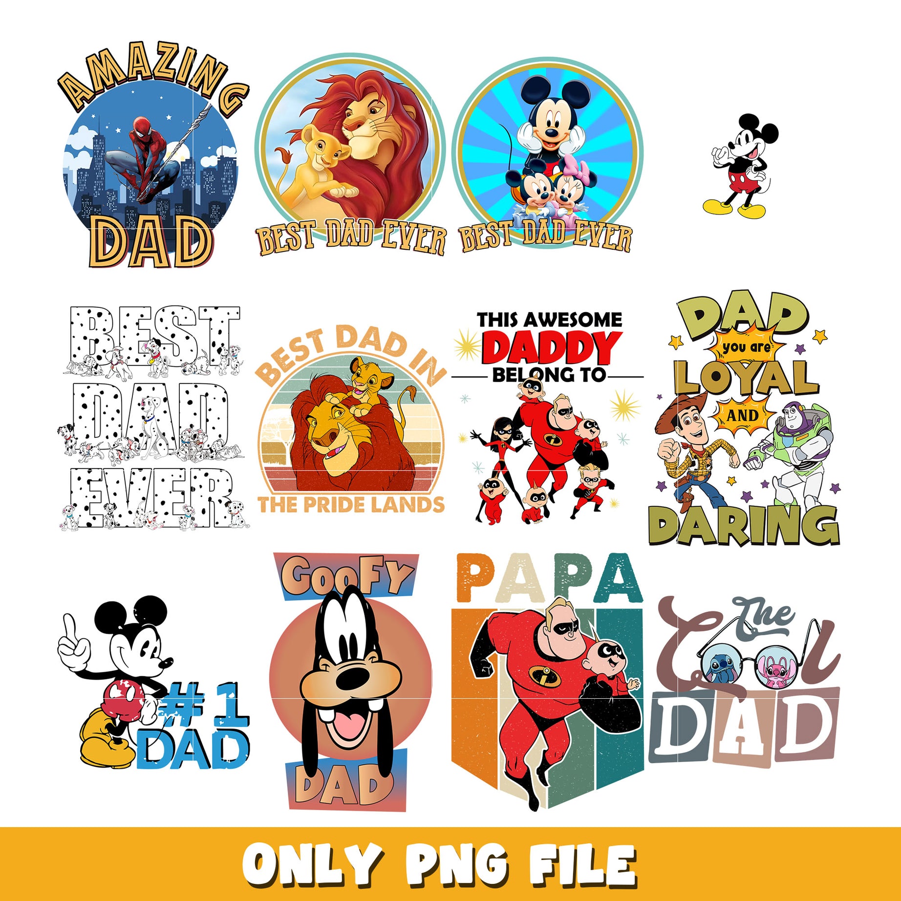 Disney dad  bundle png, Disney cartoon png, Digital download  