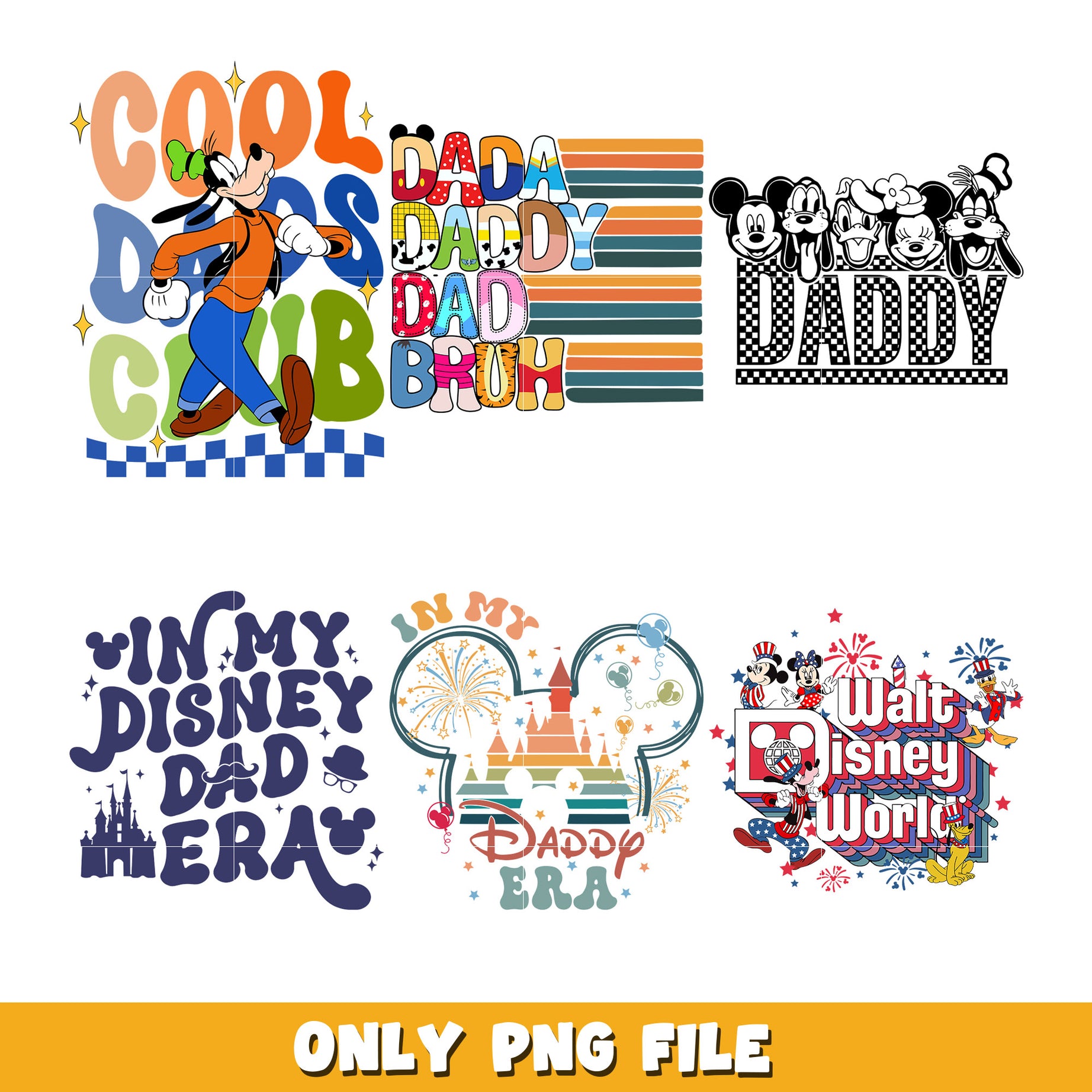 Disney Dad cartoon bundle png, Disney cartoon png, Digital download  