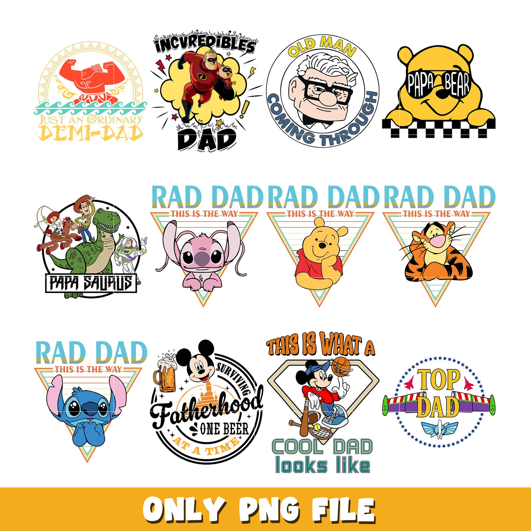  Disney Mouse and friends dad  bundle png, Disney cartoon png, Digital download  