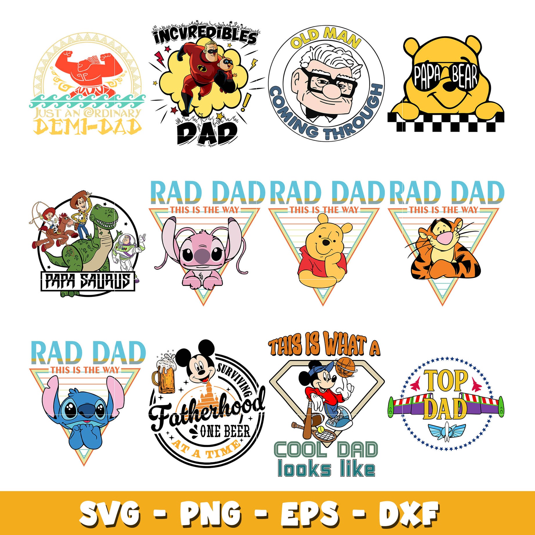 Disney mickey friends rad dad svg bundle, Disney world svg, Disney svg