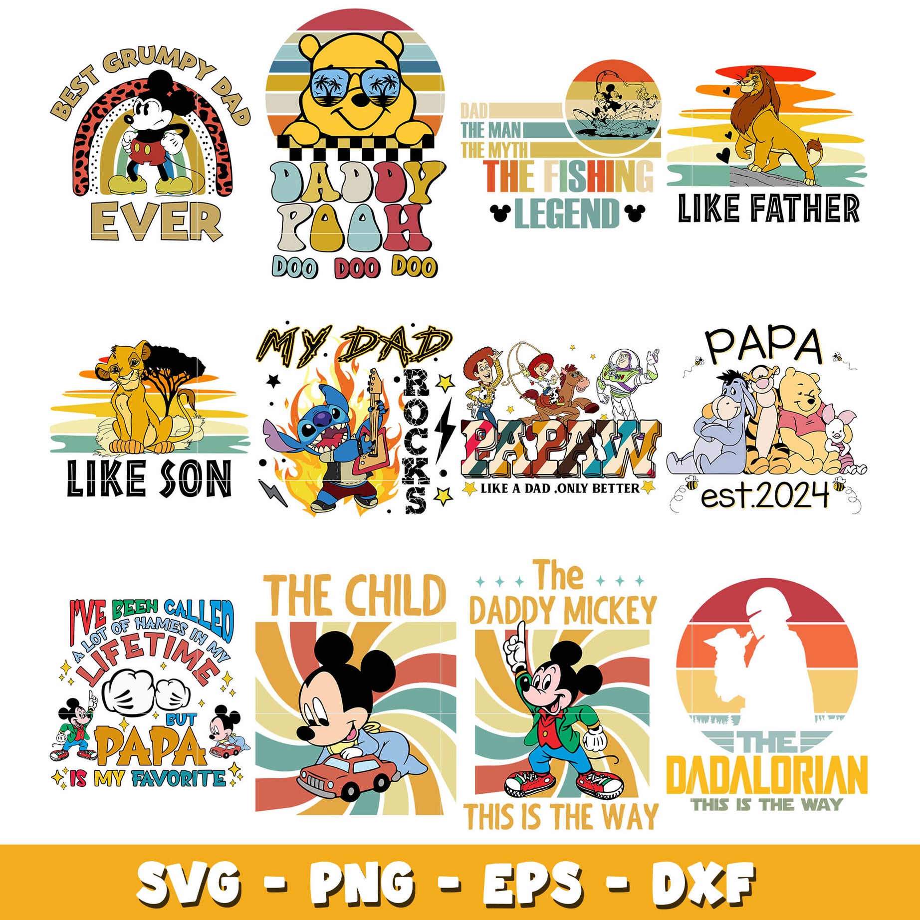 Mickey mickey x pooh x simba svg bundle, Disney world svg, Disney svg