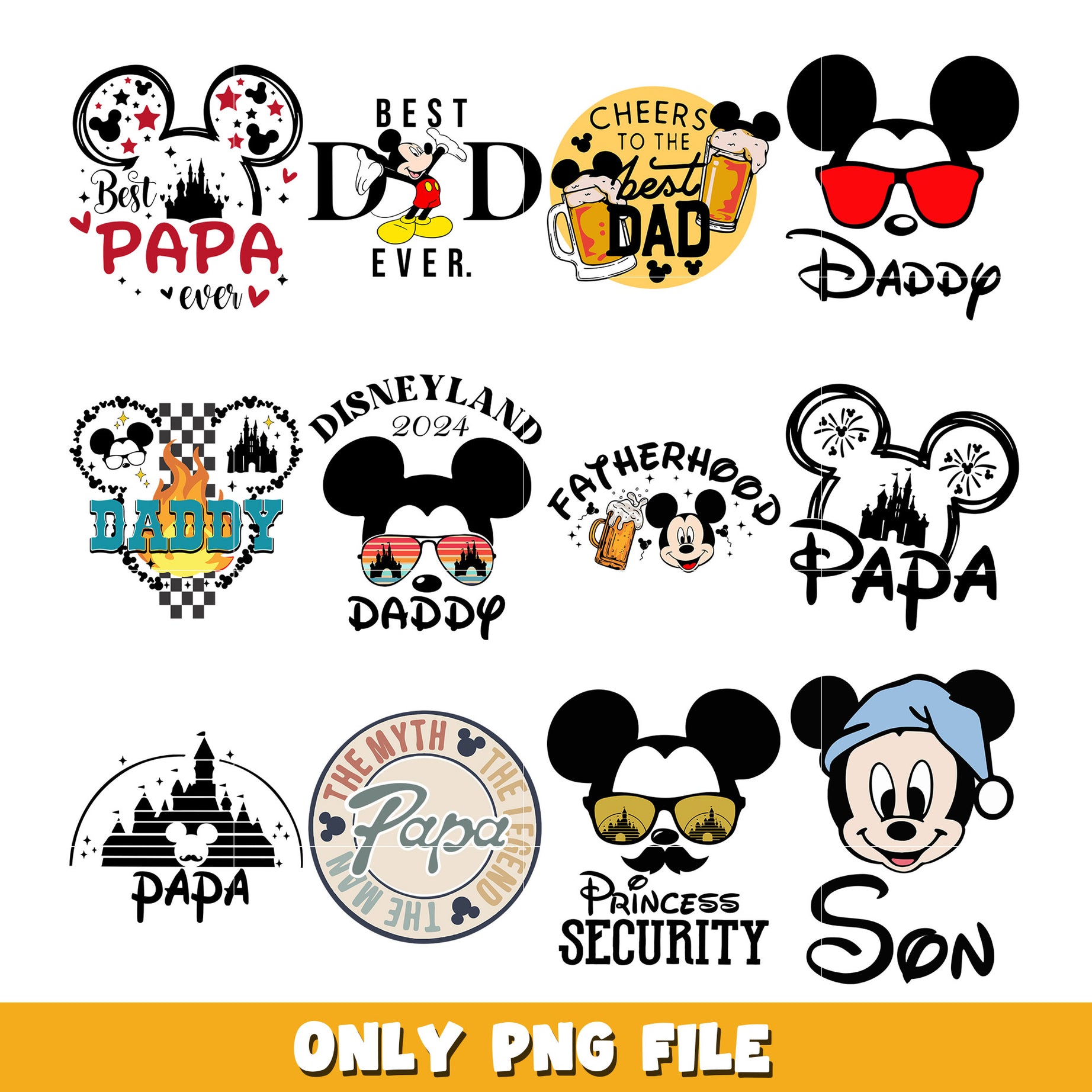 Mouse dad bundle png, Disney cartoon png, Digital download 