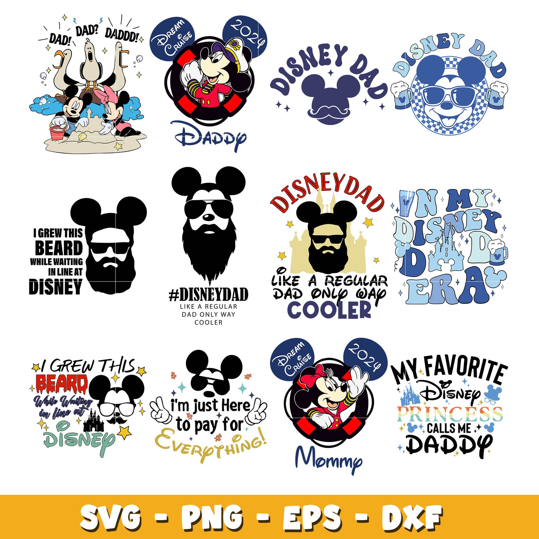 Disney mickey head dad svg bundle, father day svg, Disney svg