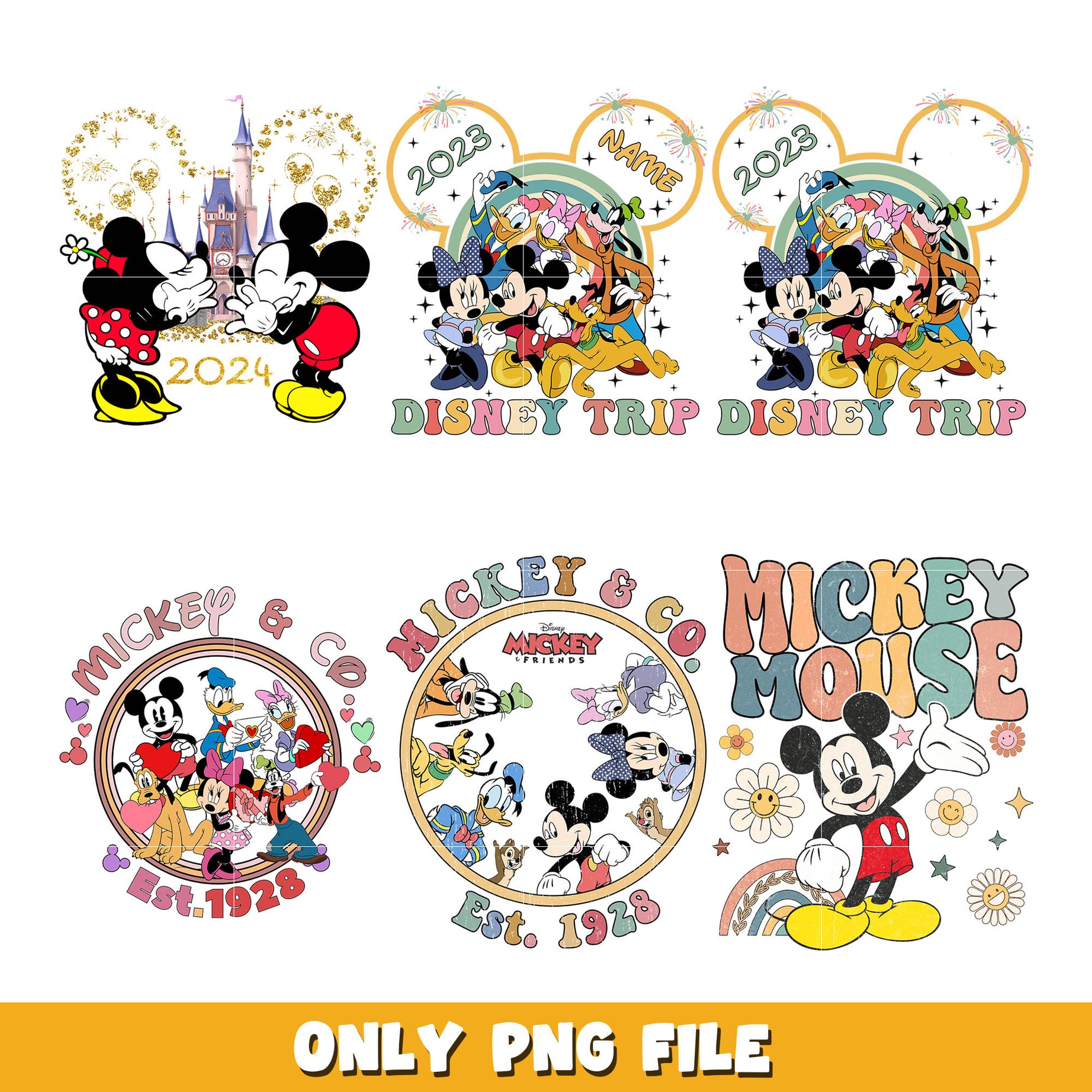 Disney Mickey co est 1928 png bundle, Disney mickey png, disney png