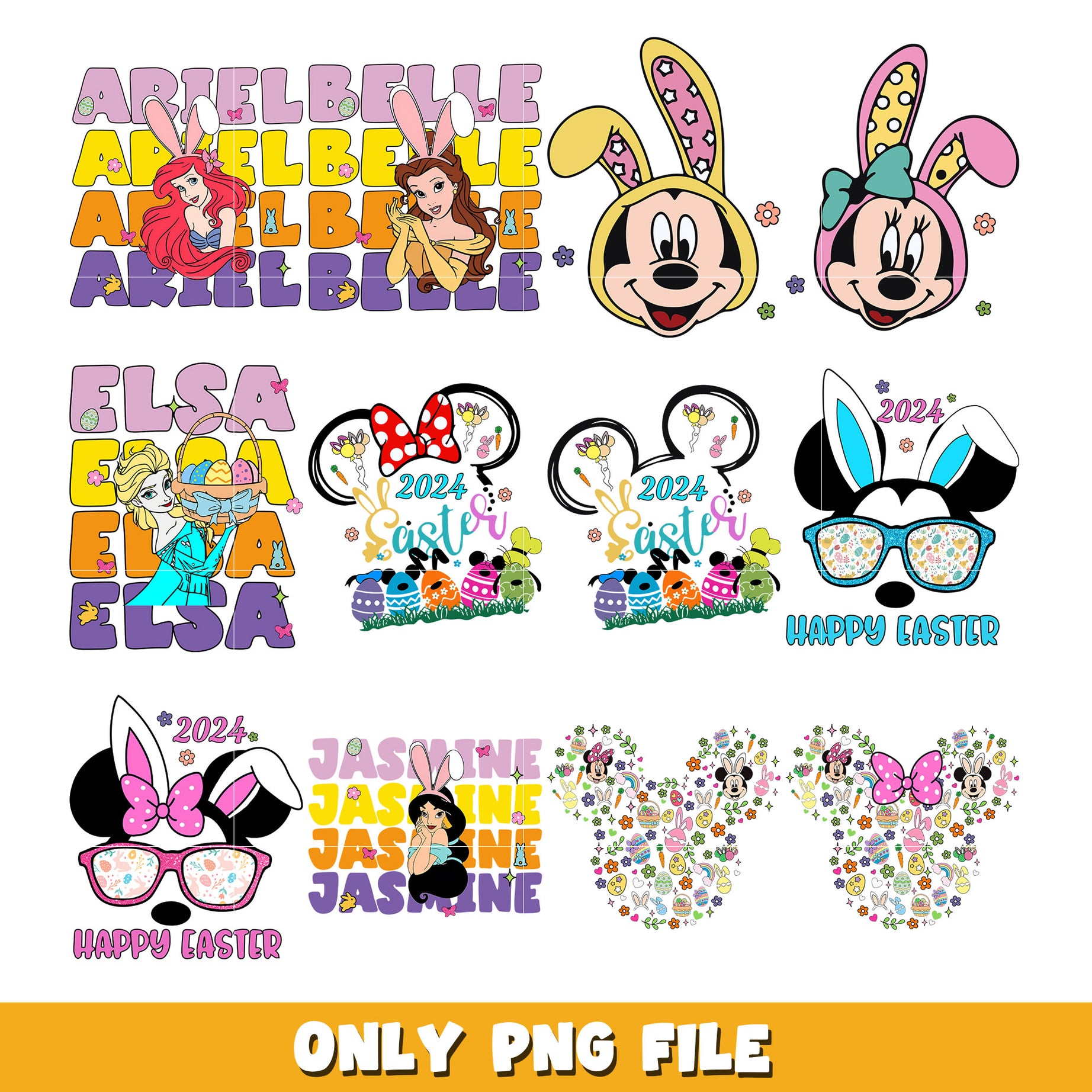  Mouse and friends Easter bundle png, Disney cartoon png, Digital download  