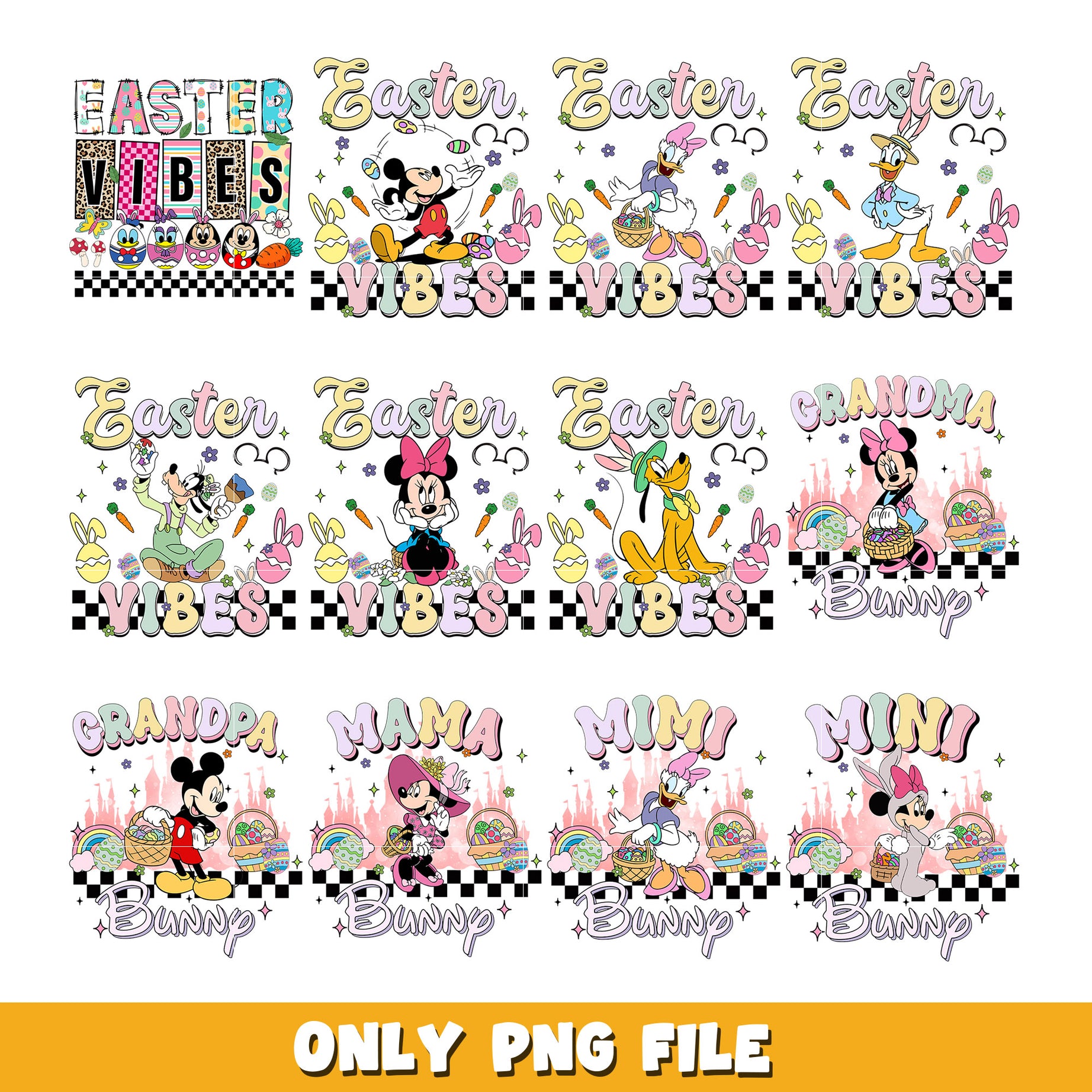 Disney Easter vibes mini bunny  bundle png, Disney cartoon png, Digital download  