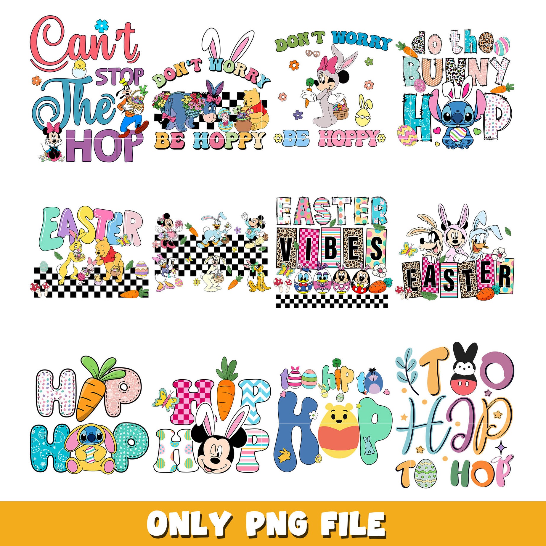 Disney Mickey mouse easter design png bundle, Disney easter png, disney png