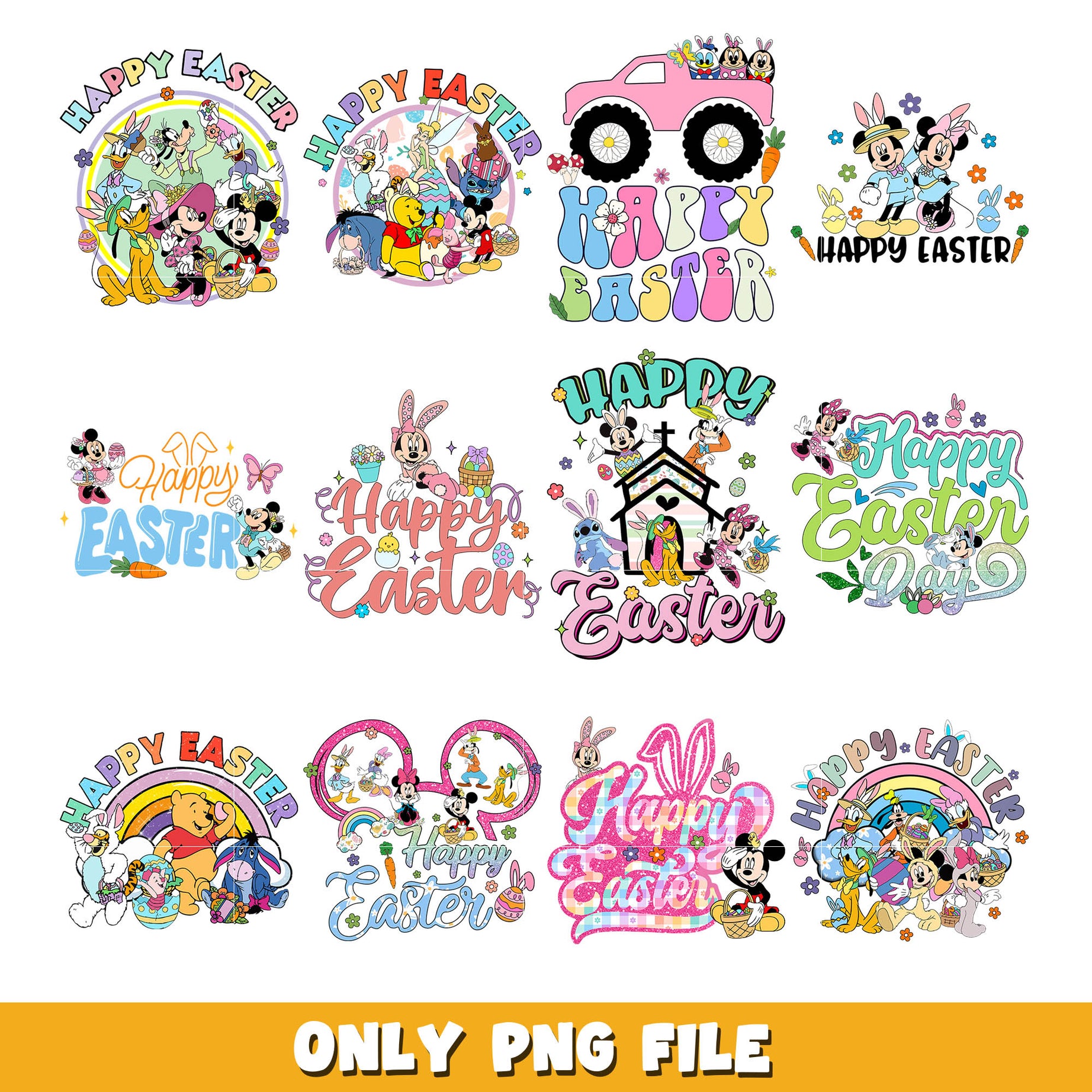 Disney happy easter png bundle, Disney easter png, Disney png