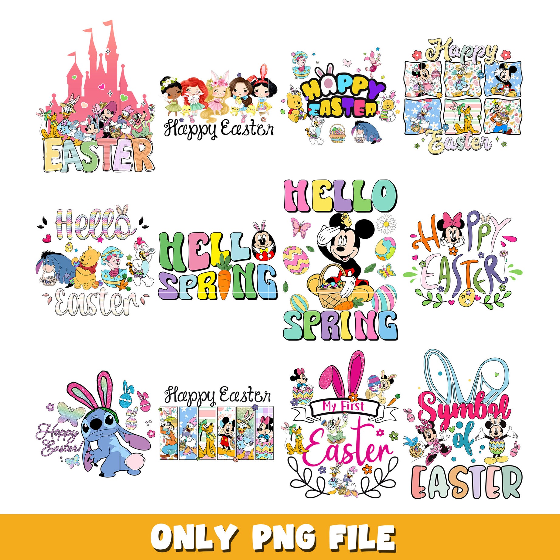 Happy Easter bundle png, Disney cartoon png, Digital download 