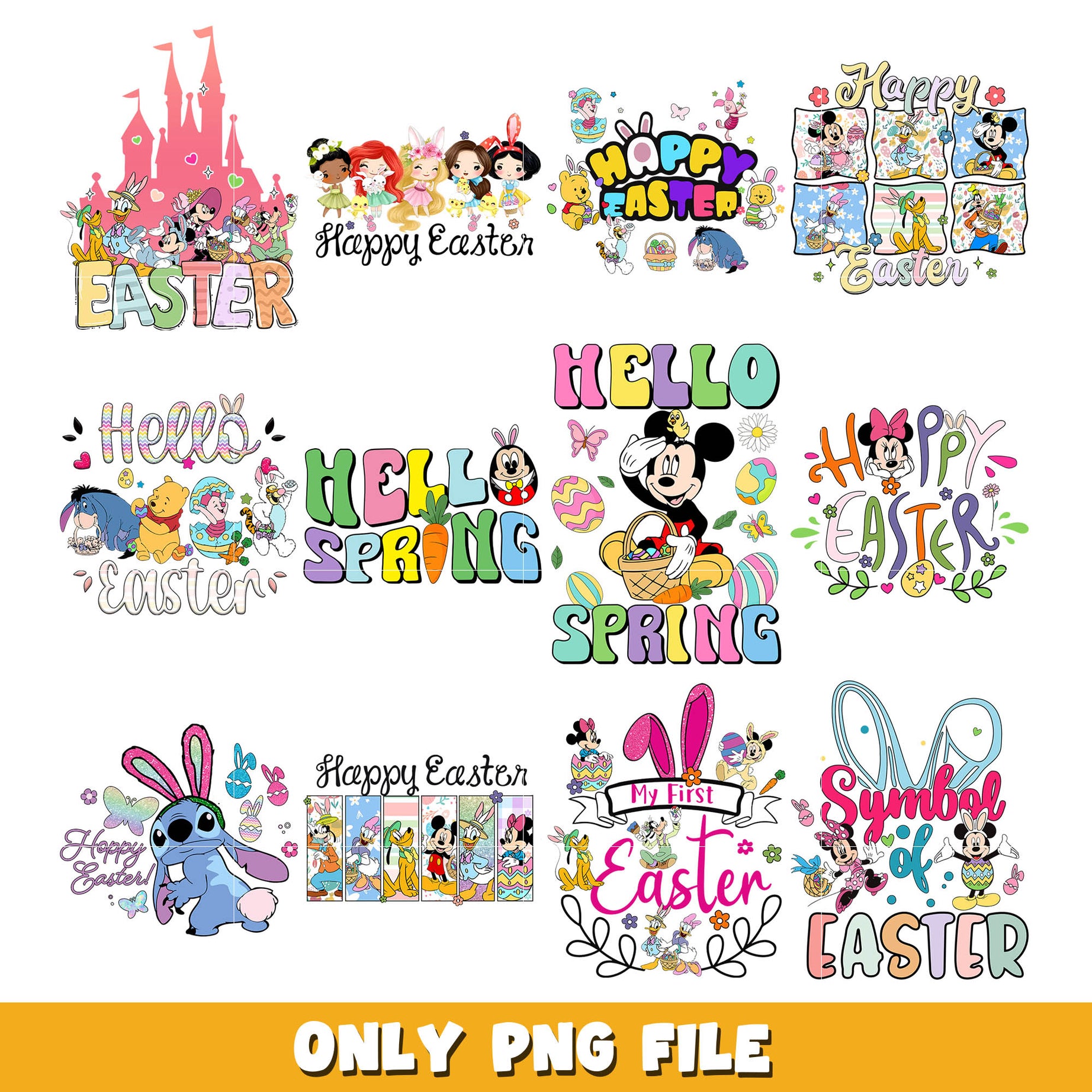 Disney mickey happy easter png bundle, Disney easter png, Disney png