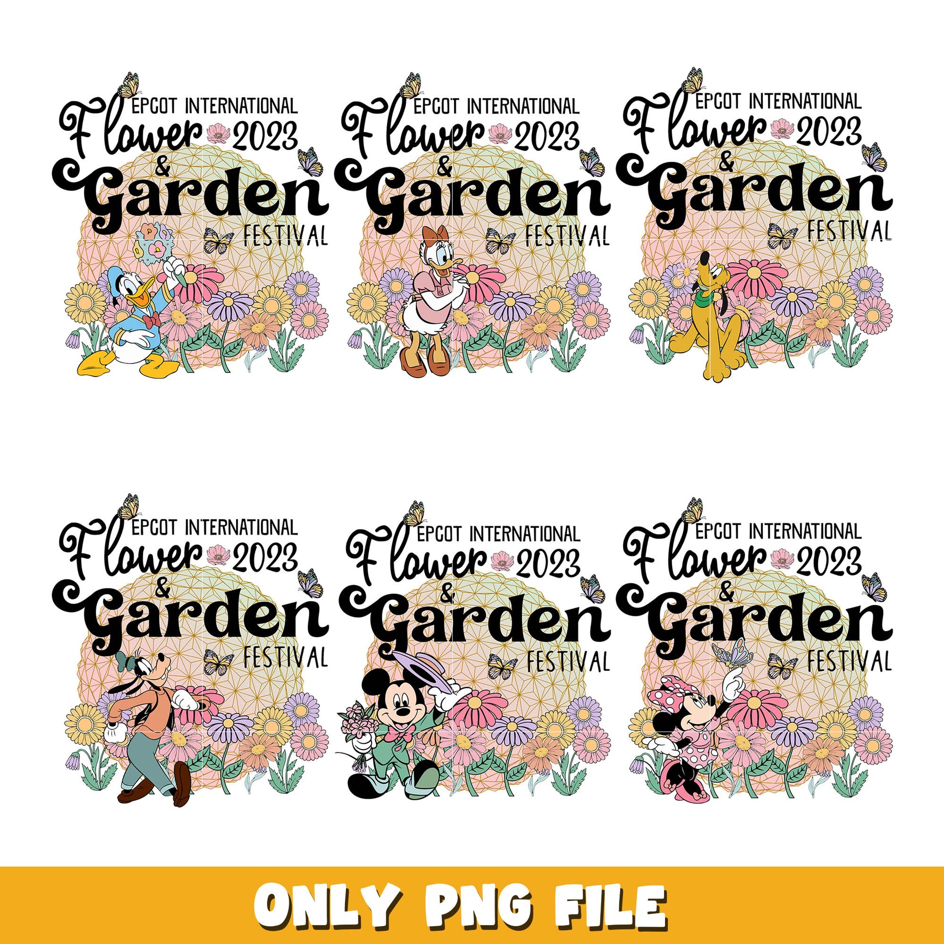 Disney flower garden 2024 png bundle, Disney mickey png, Disney png