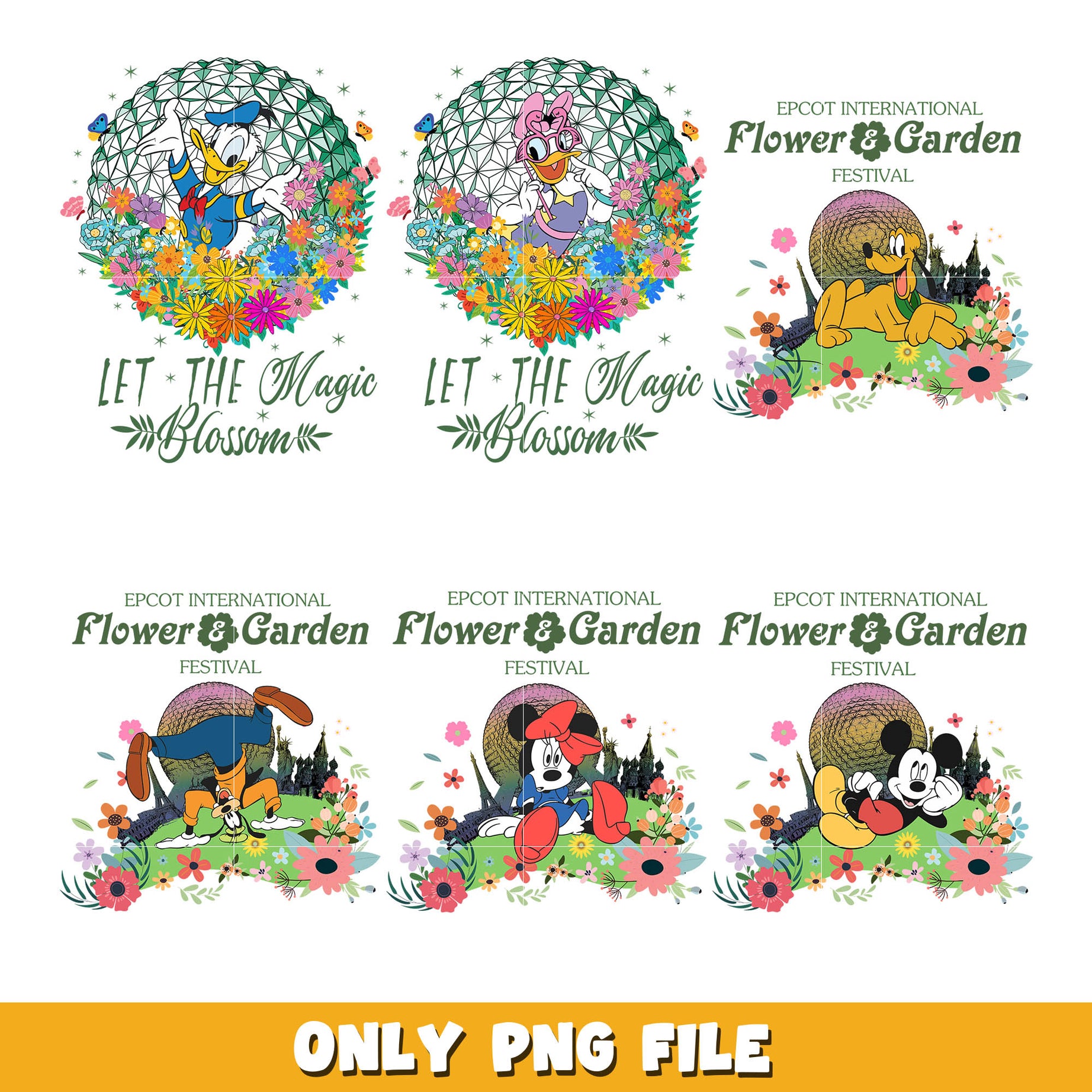 Mickey disney flower garden png bundle, Disney mickey png, Disney png