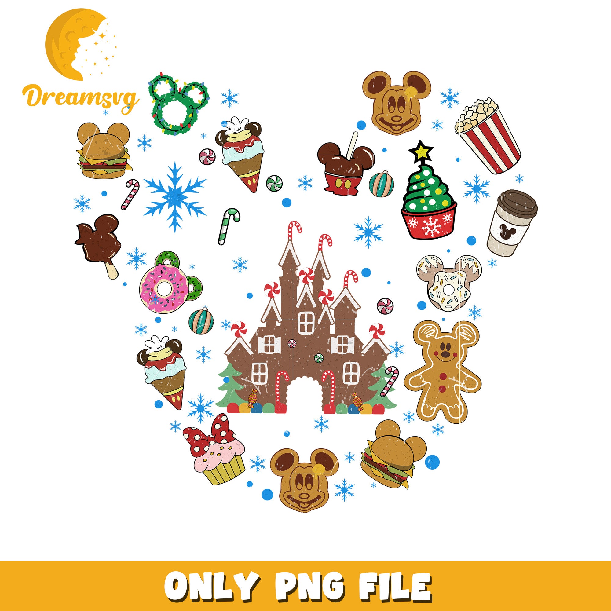 Disney foods png, disney cozy png, holiday glow png