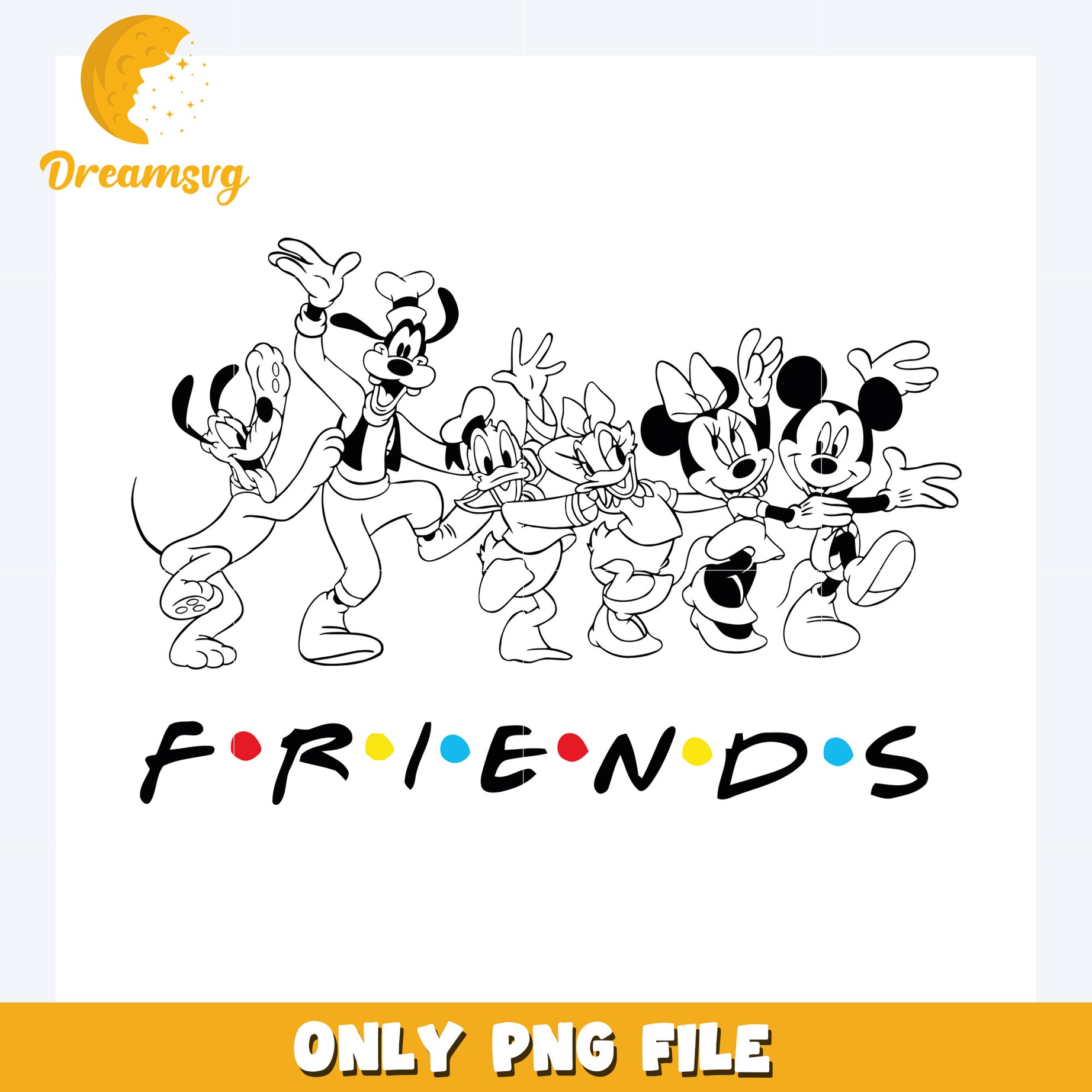 Disney friends outline design png, disneyland png, disney movies png