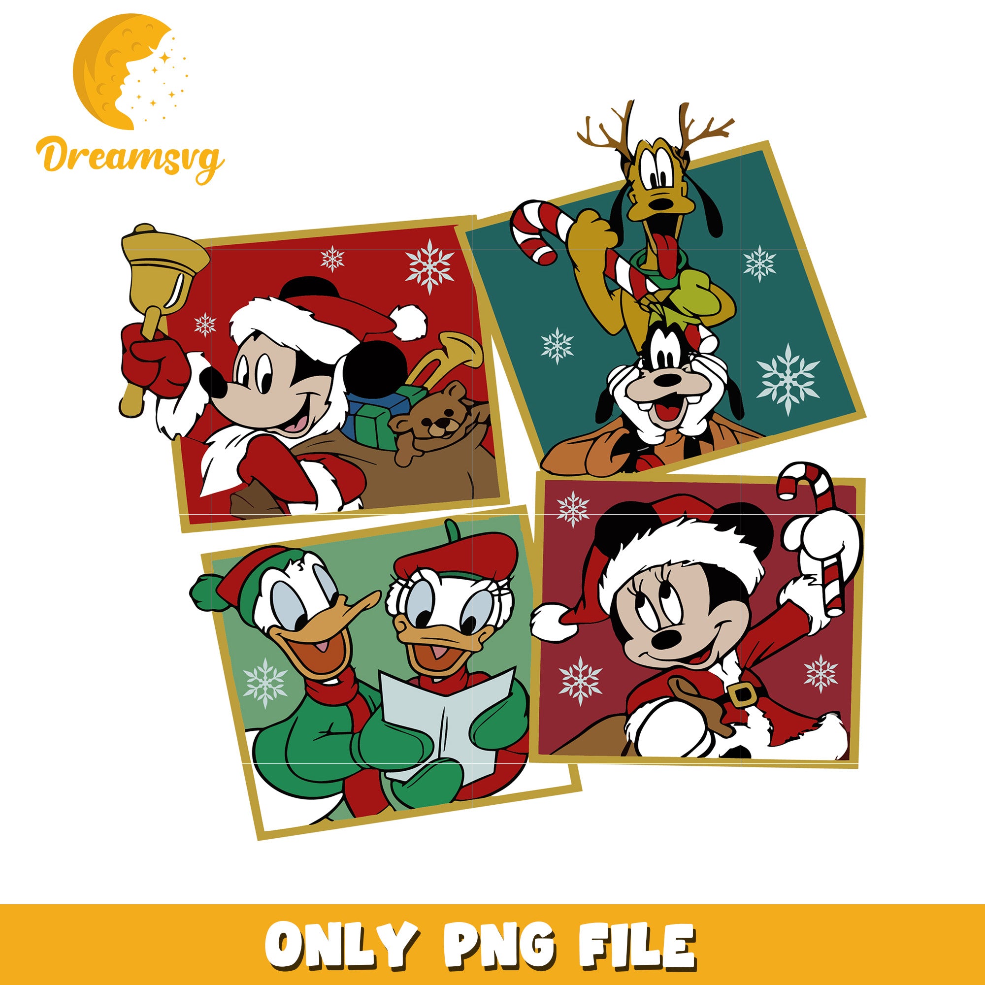 Disney friends png, christmas bell png, disney world png