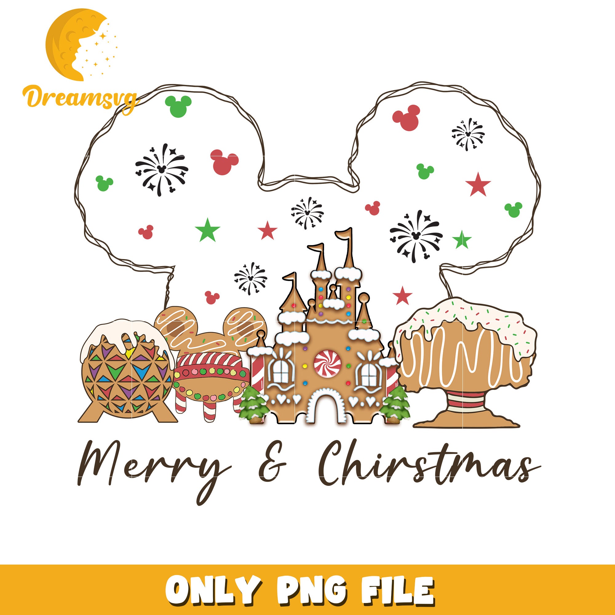 Disney gingerbread png, holiday cheer png, disney festive png