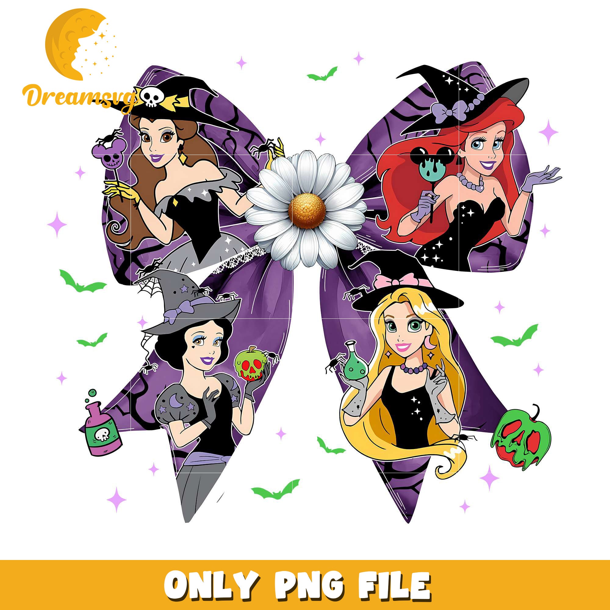 Disney halloween princesses bowtie png, halloween ​​candy png, disney princess png