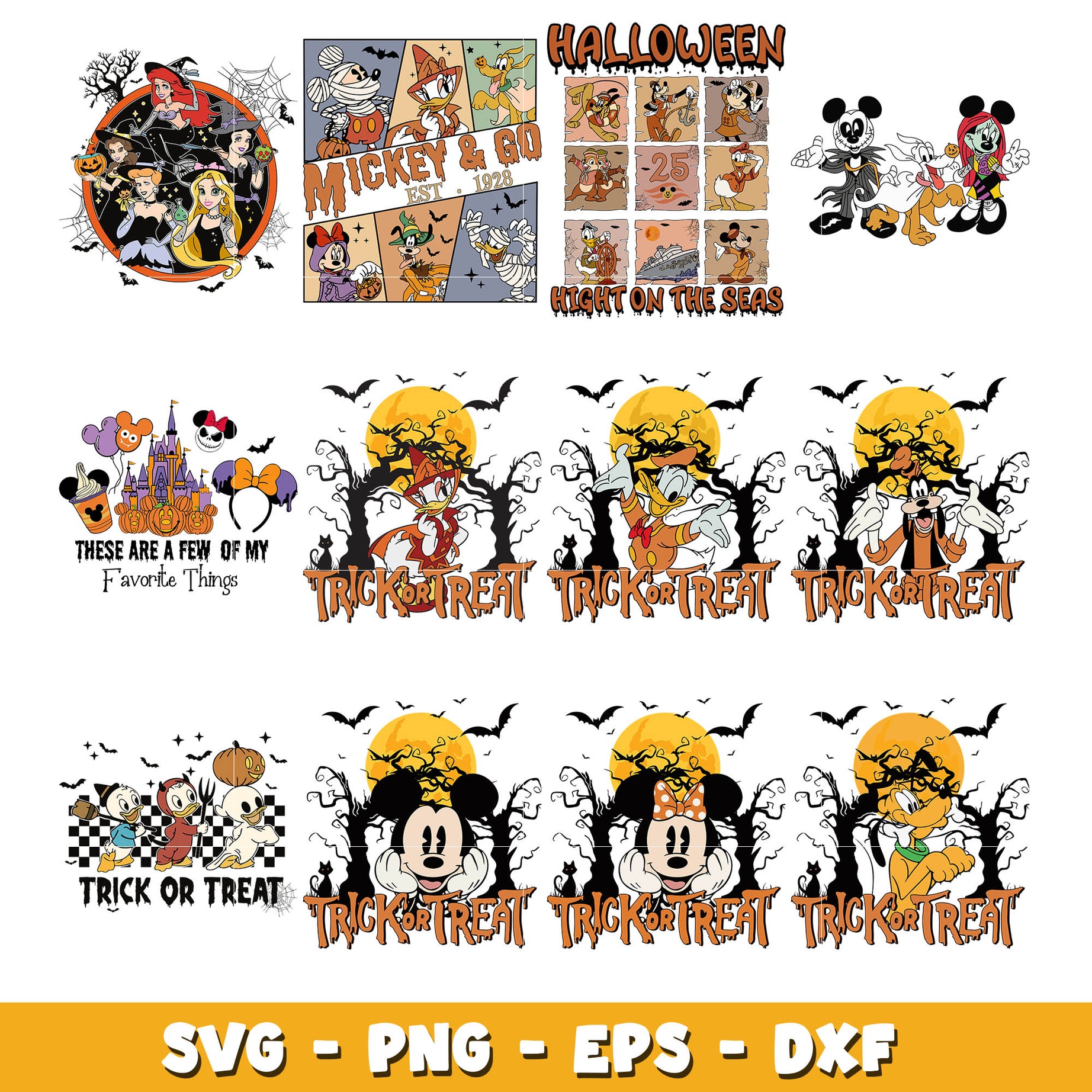 Disney mickey trick or treat svg bundle, Disney halloween svg, Disney svg