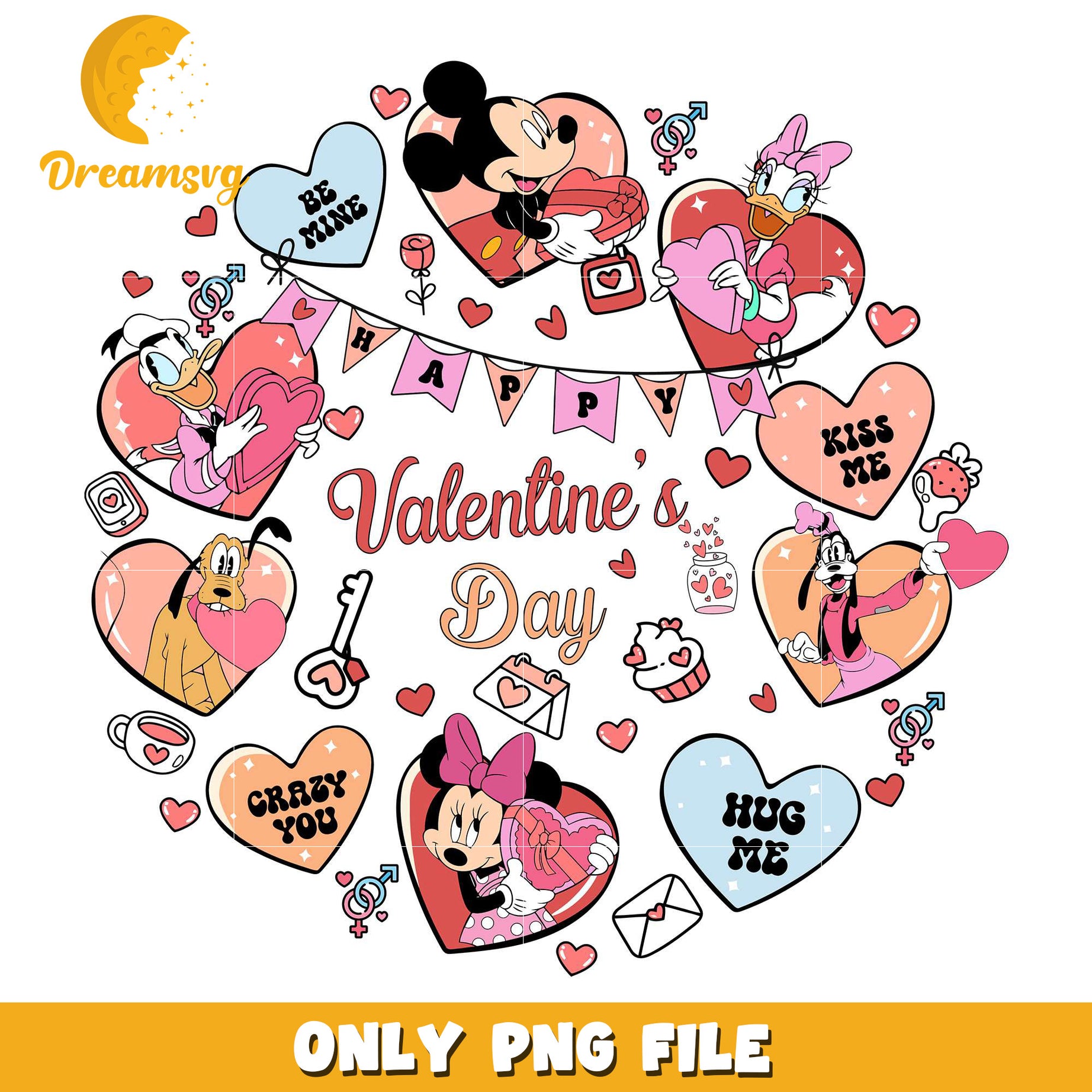 Disney heart valentine's day png, disney valentine png