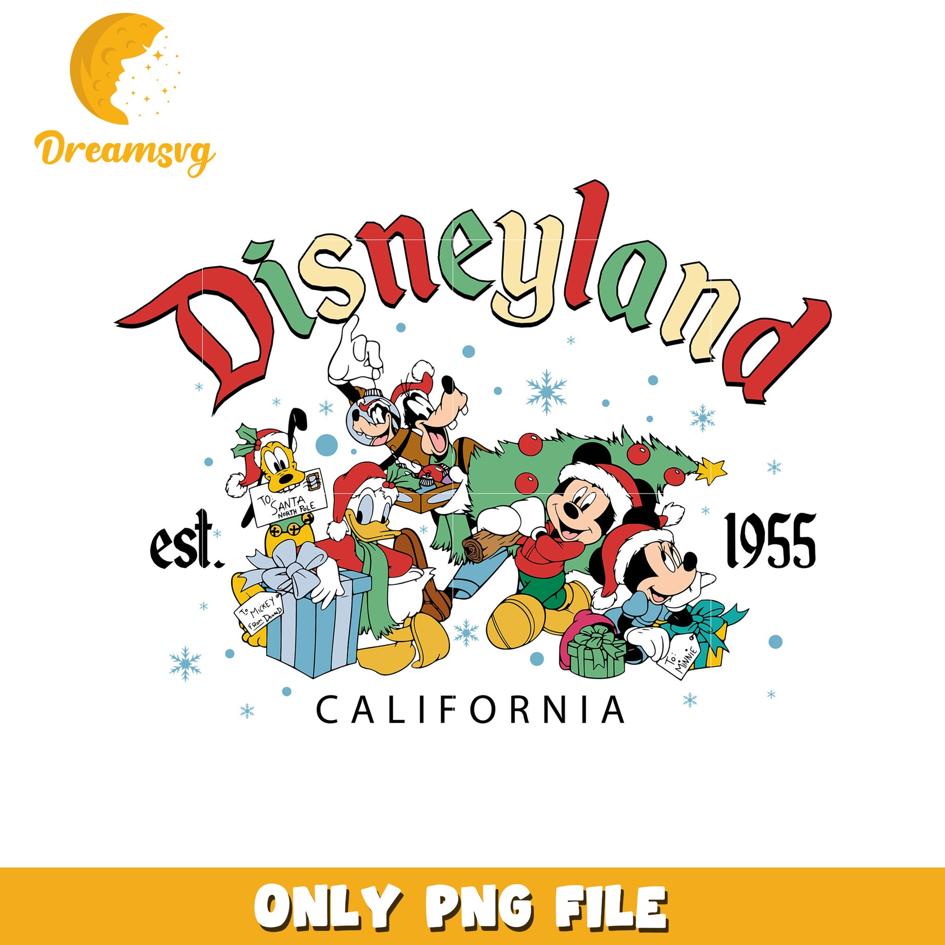 Disneyland Christmas PNG Design with Classic Characters