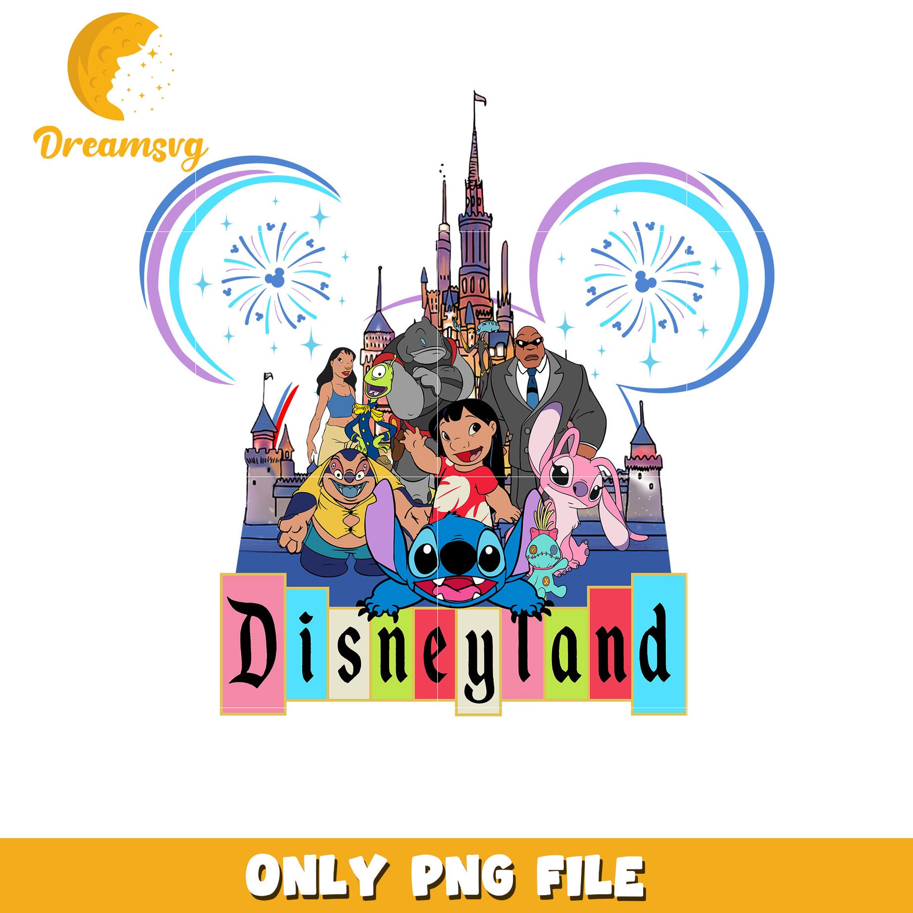 Disneyland Stitch PNG, Cartoon, Fireworks