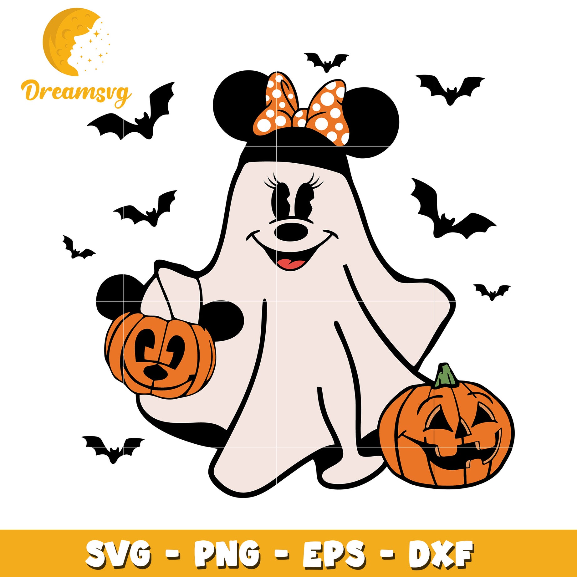 Disneyland Minnie ghost character svg, Disney friends halloween vibes svg