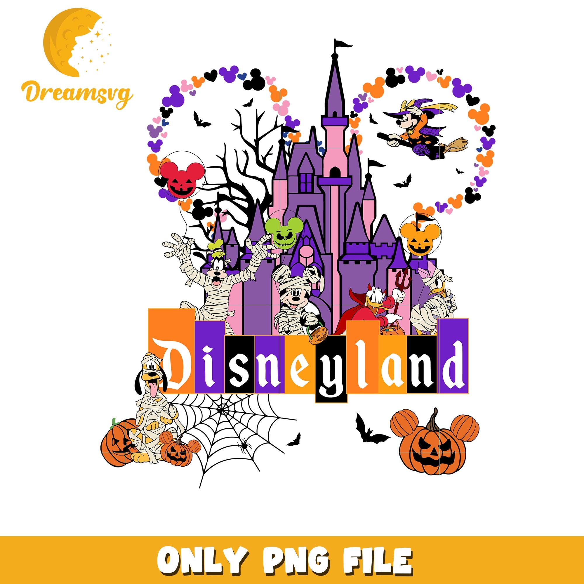 Disneyland castle halloween png, Disney world halloween vibes png
