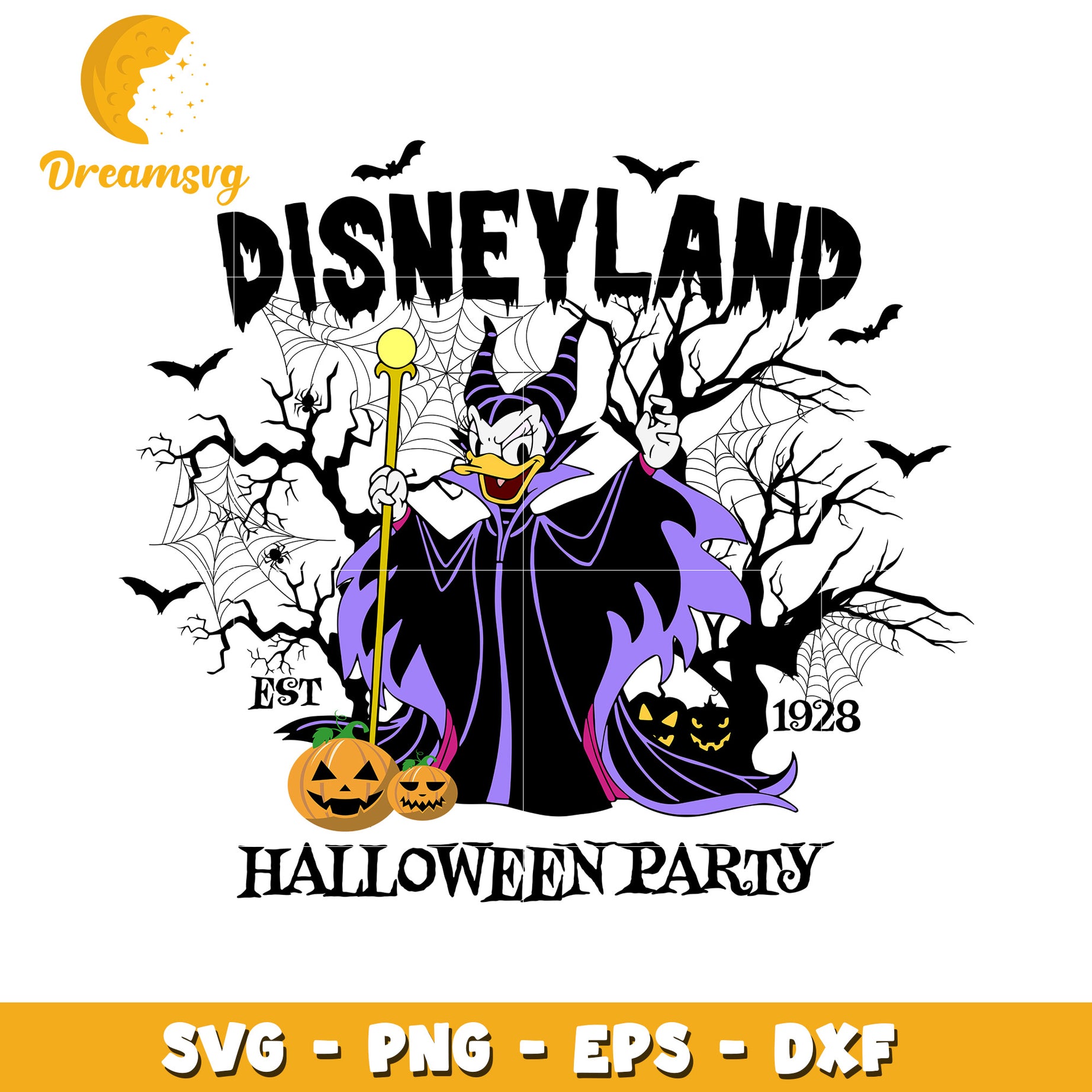 Disneyland halloween Maleficent Donald svg, Disney friends halloween vibes svg