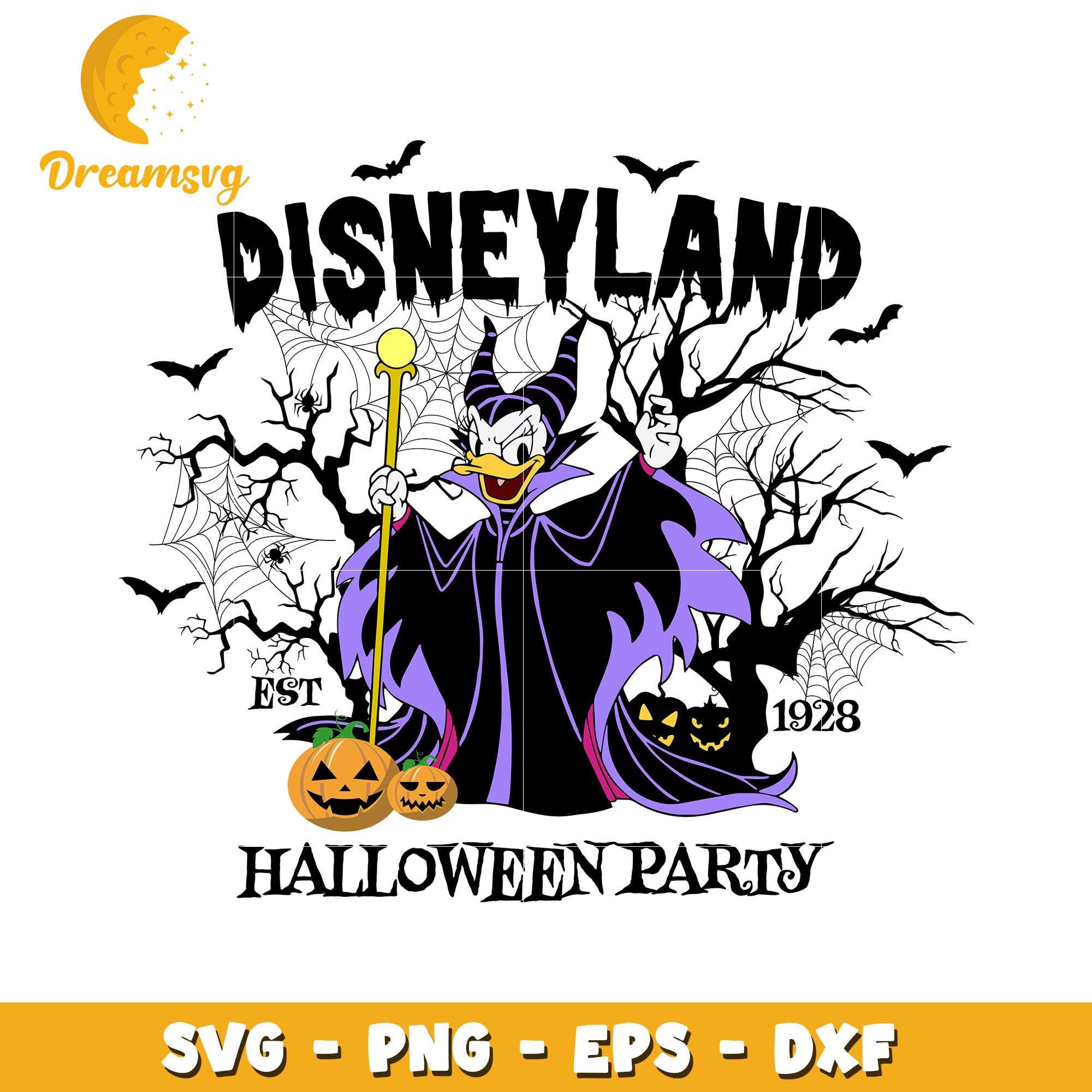 Disneyland halloween Maleficent Donald svg, Disney friends halloween vibes svg