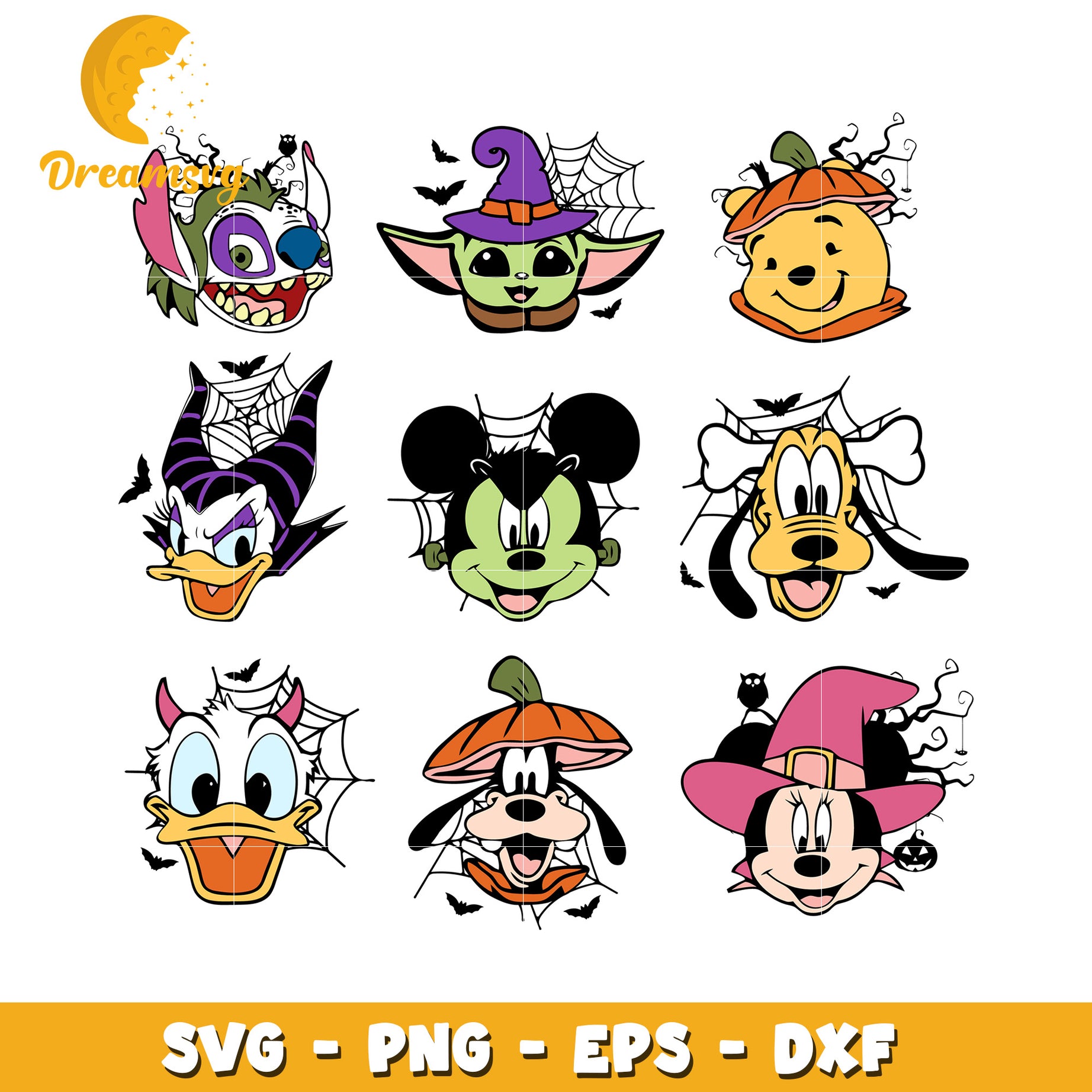 Disneyland halloween friends head svg, Disney movies halloween svg