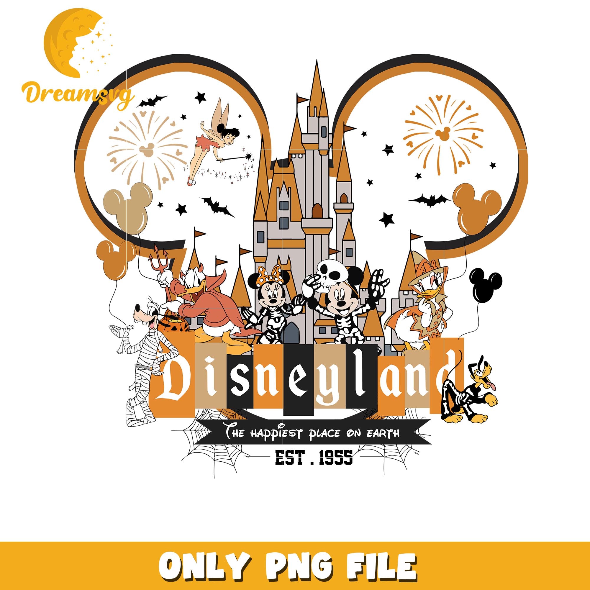 Disneyland happiest place png, Disney cartoon halloween friends png
