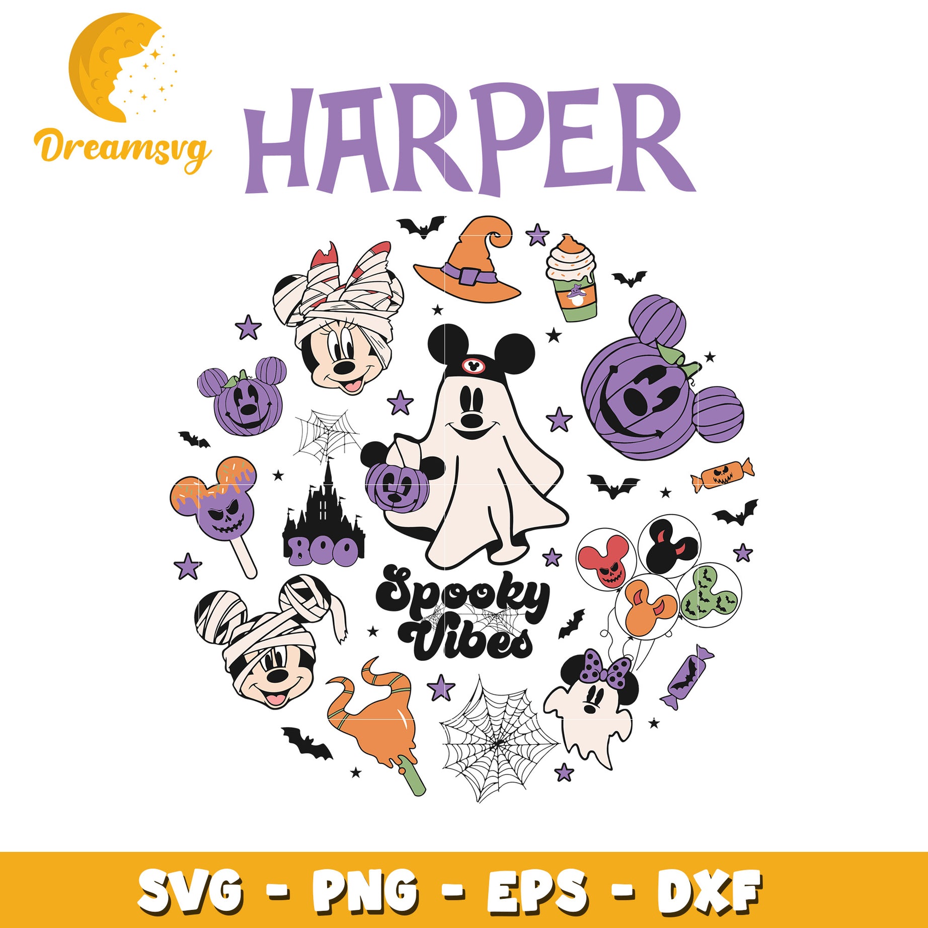 Disneyland harper spooky vibes svg, Disney movies halloween svg