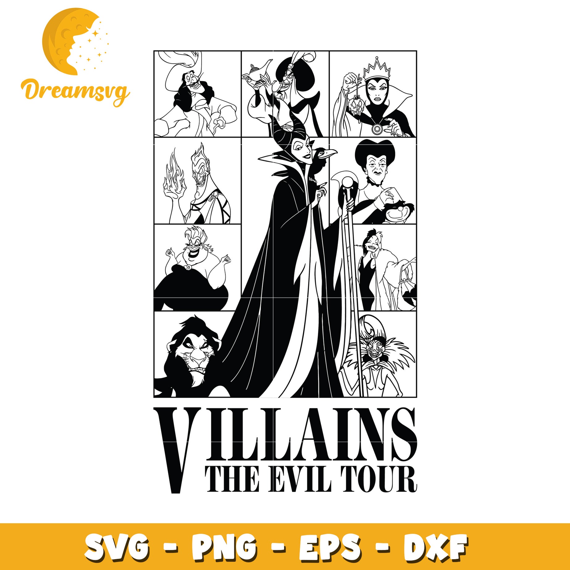 Disneyland villains evil tour svg, Disney friends halloween vibes svg