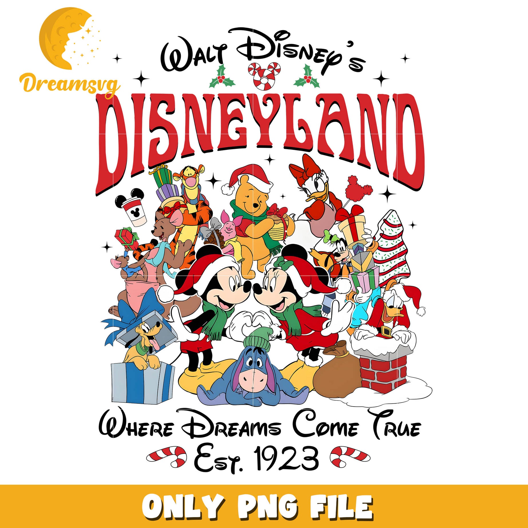 Disneyland christmas where dreams come true png, walt disney png