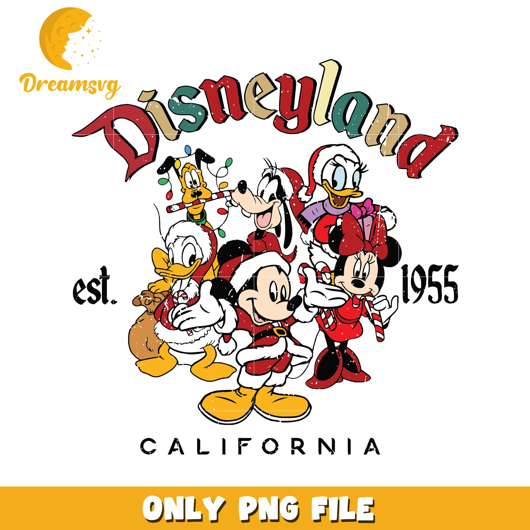 Disneyland design png, disney characters png, spirit christmas png