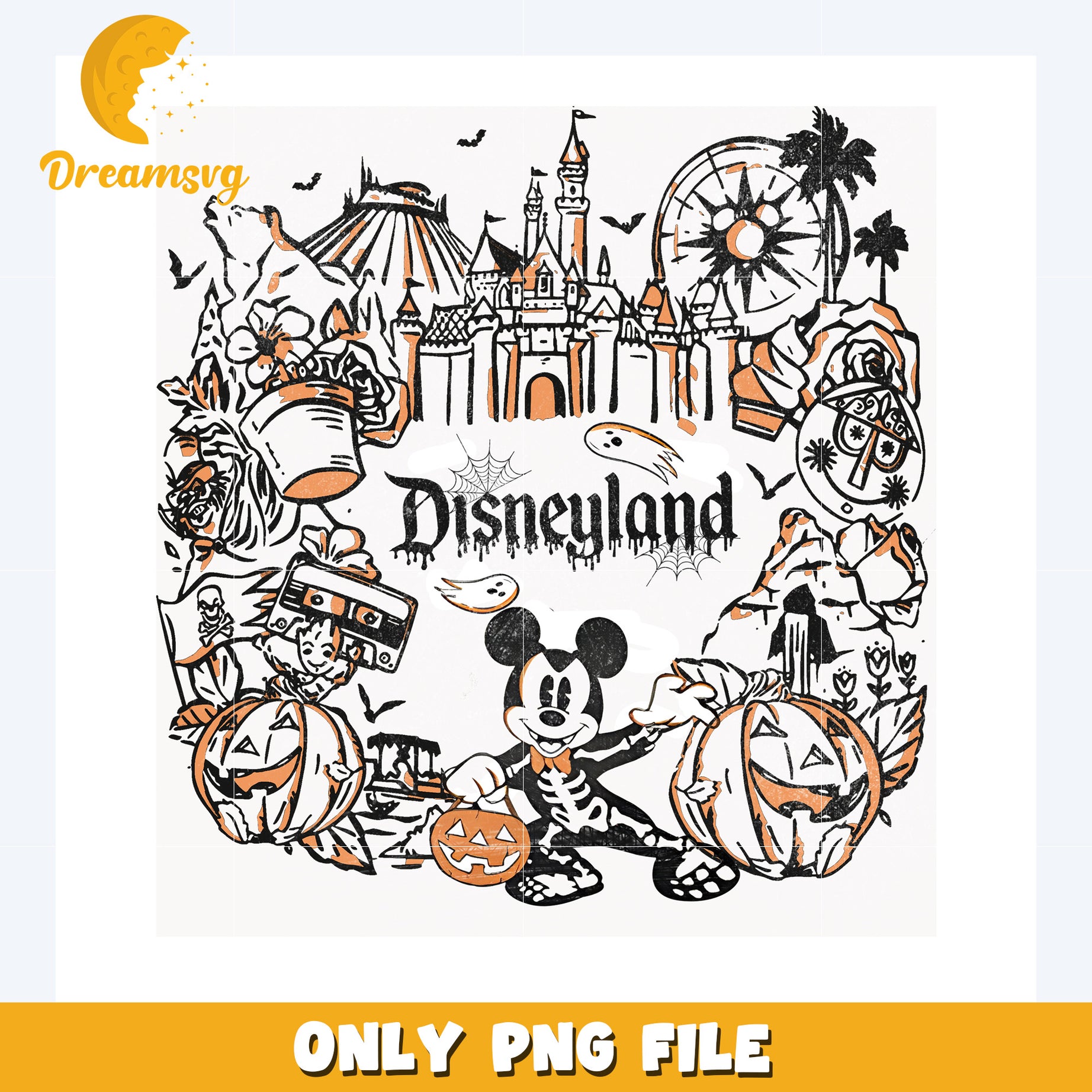 Disneyland halloween design png, disney png, disney world png