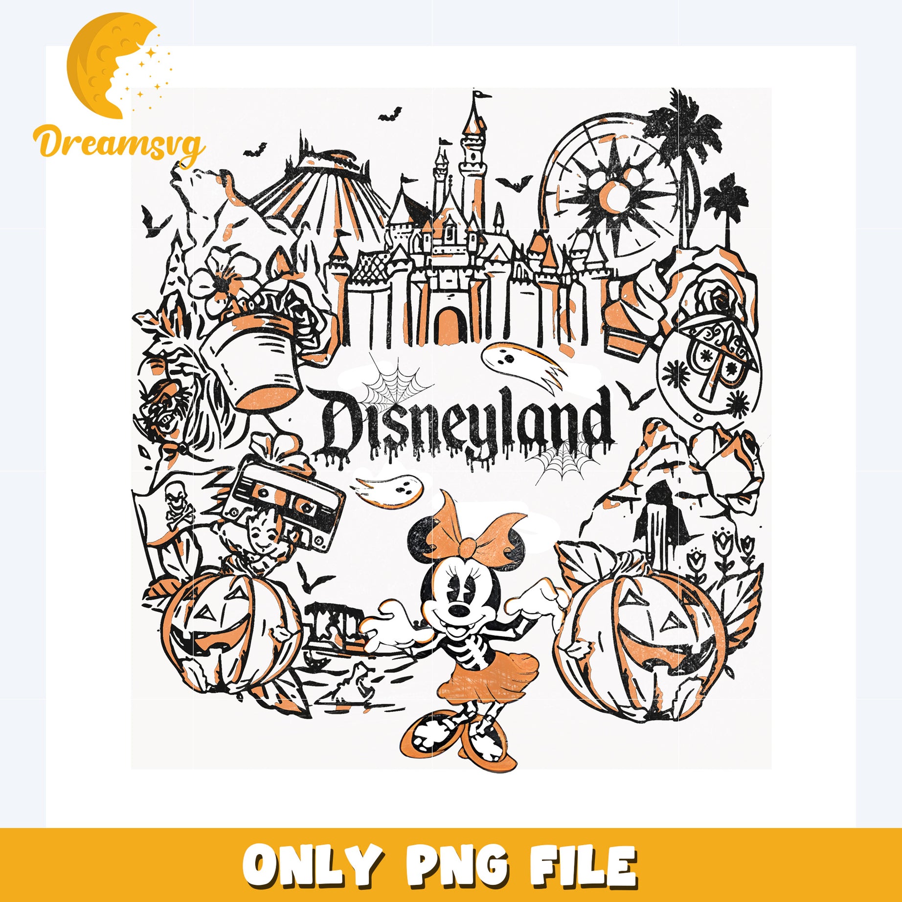 Disneyland minnie mouse halloween design png, disney png, disney world png