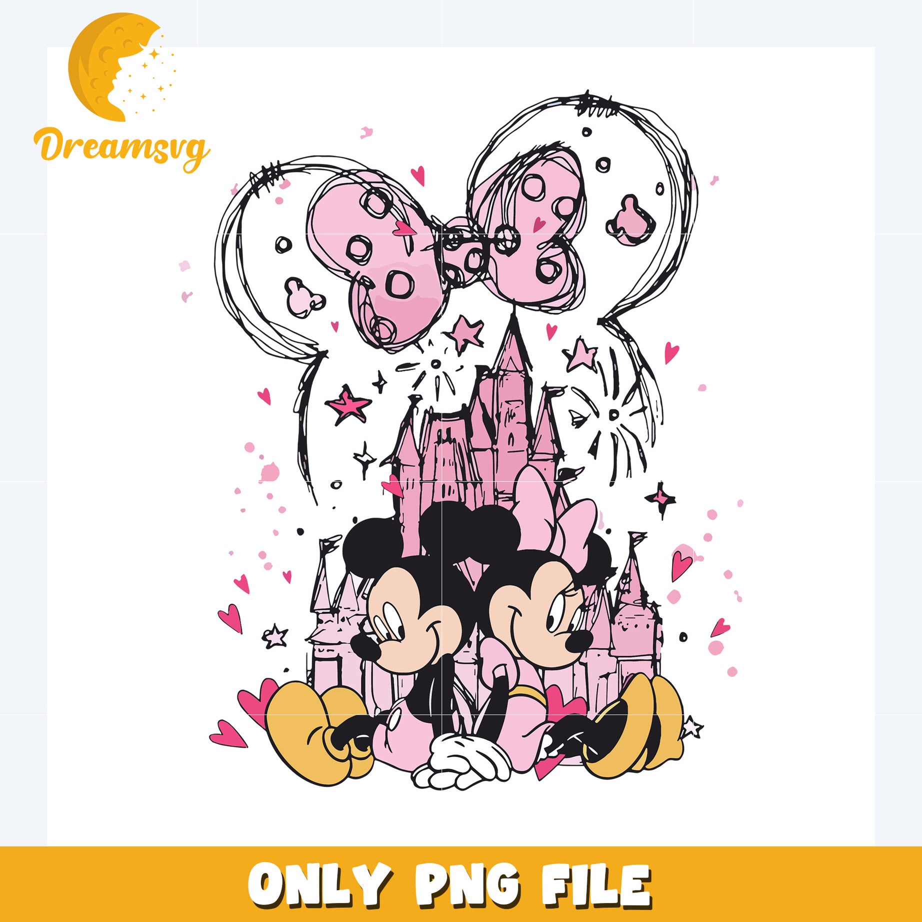 Disneyland pink mickey and minnie png, disney plus png, disney world png