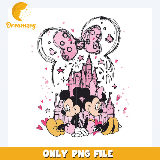 Disneyland pink mickey and minnie png, disney plus png, disney world png
