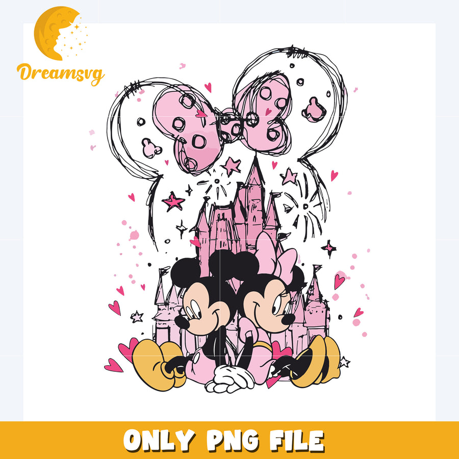 Disneyland pink mickey and minnie png, disney plus png, disney world png