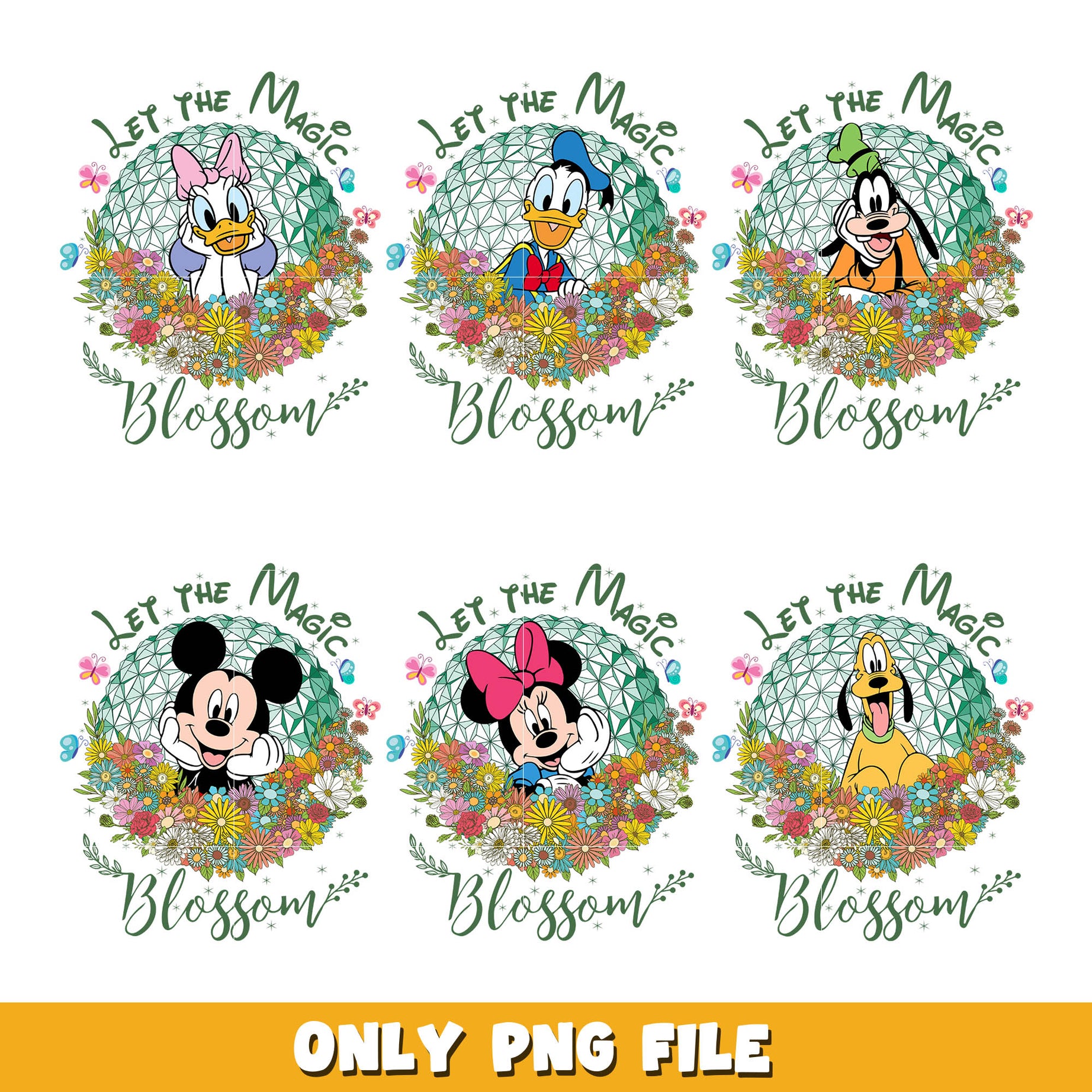 Disney let the magic blossom png bundle, Disney mickey png, Disney png